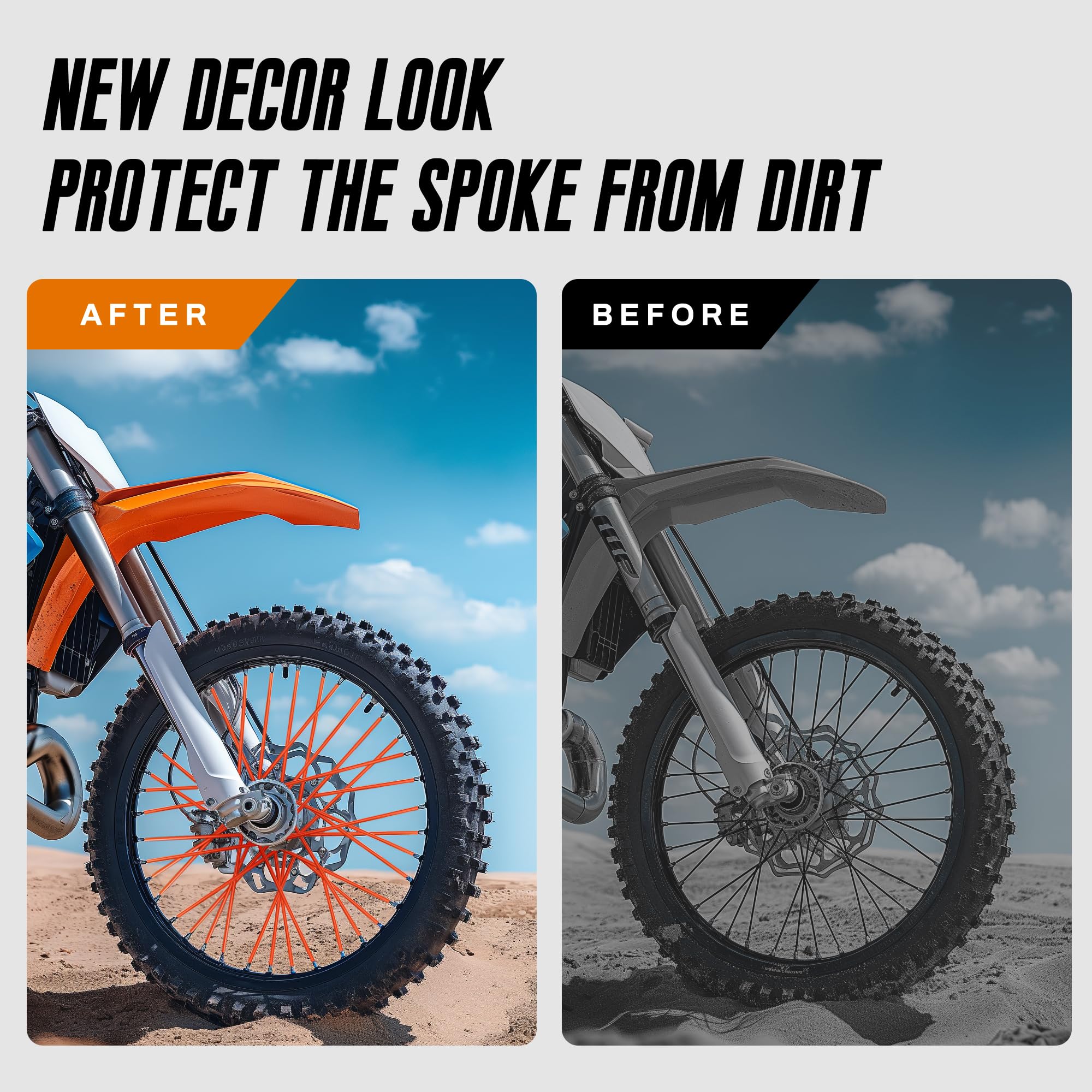 JZY Bike Spoke Skins Bicycle Covers - 72Pcs Universal Motorcycle Wheelchair Wheel Spoke Wraps, Dirt Bike Spoke Skin, Pipe Trim f