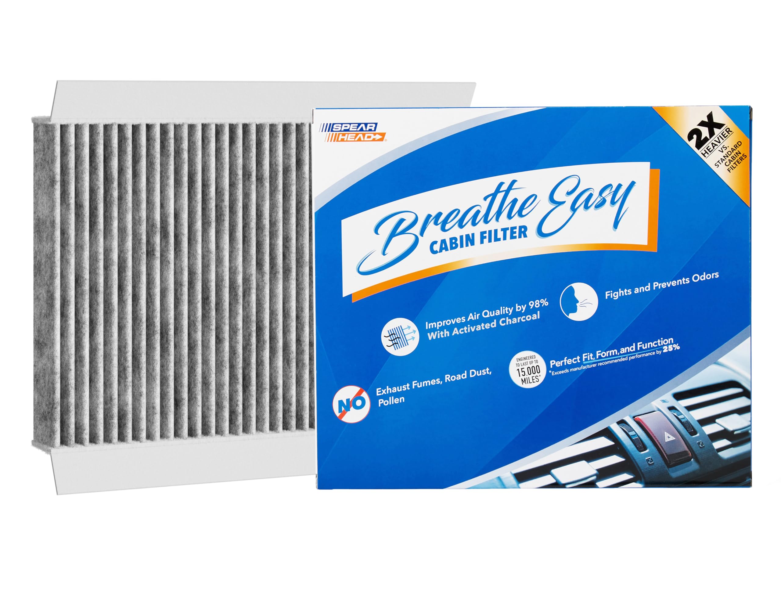 Spearhead Odor Defense Breathe Easy Cabin Filter | Fits 24 Tonale, 23-25 Hornet, 14-20 Fiat 500L, 16-23 Fiat 500X, 17-25 Compass