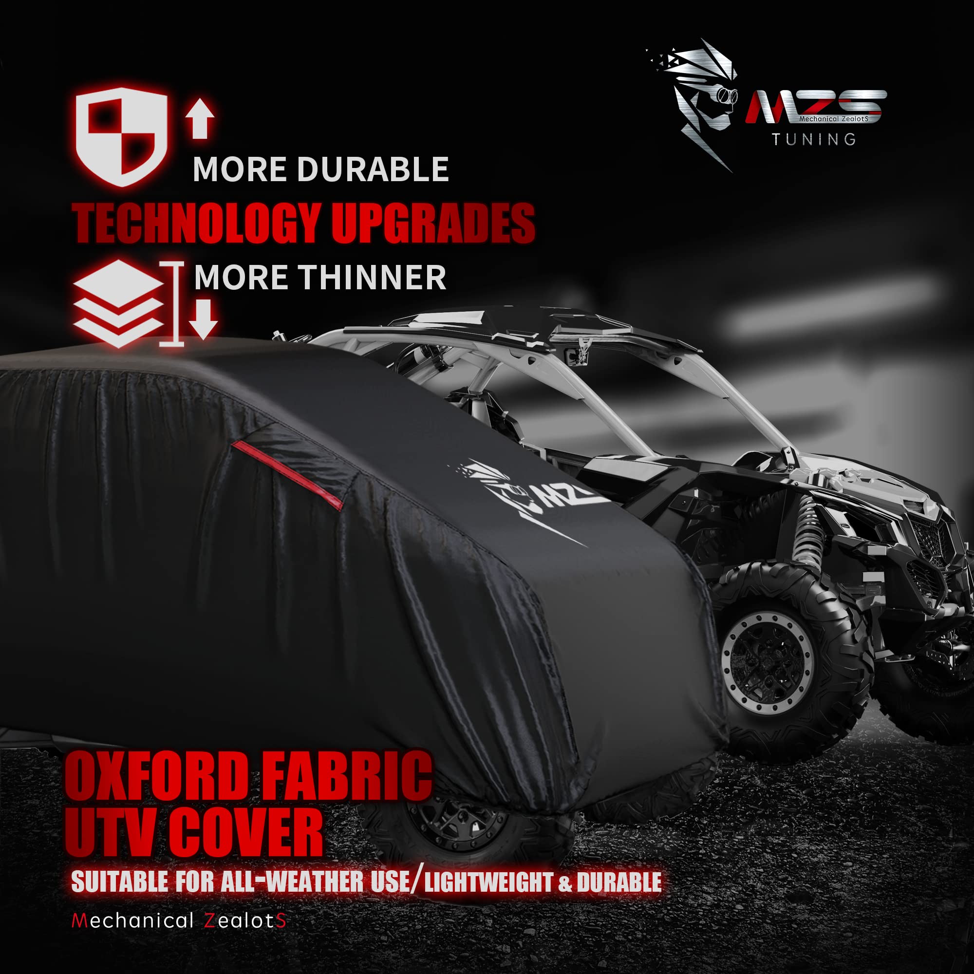 Mzs Utv Cover 4 Seater, Side By Side Cover Waterproof Outdoor All Weather Protection Fit Up To 177 Inch Compatible With Maverick