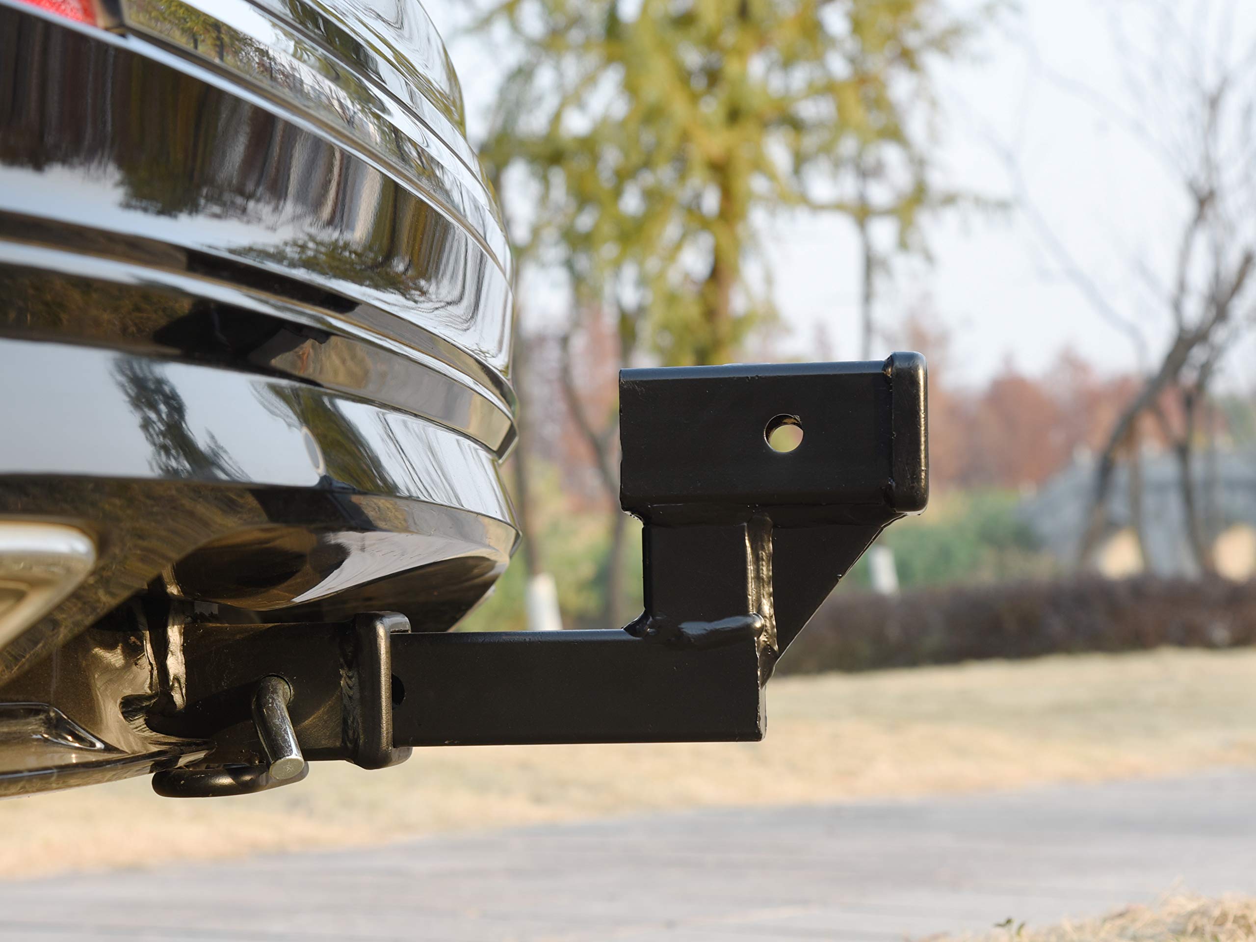 Toptow 64122 2-Inch Receiver Trailer Hitch Extension Riser With 4.25-Inch Rise/Drop, 7 & 9 Extender, 2-Inch Solid Shank, 10000Lbs Towing Capacity, Anti-Rattle Bolt