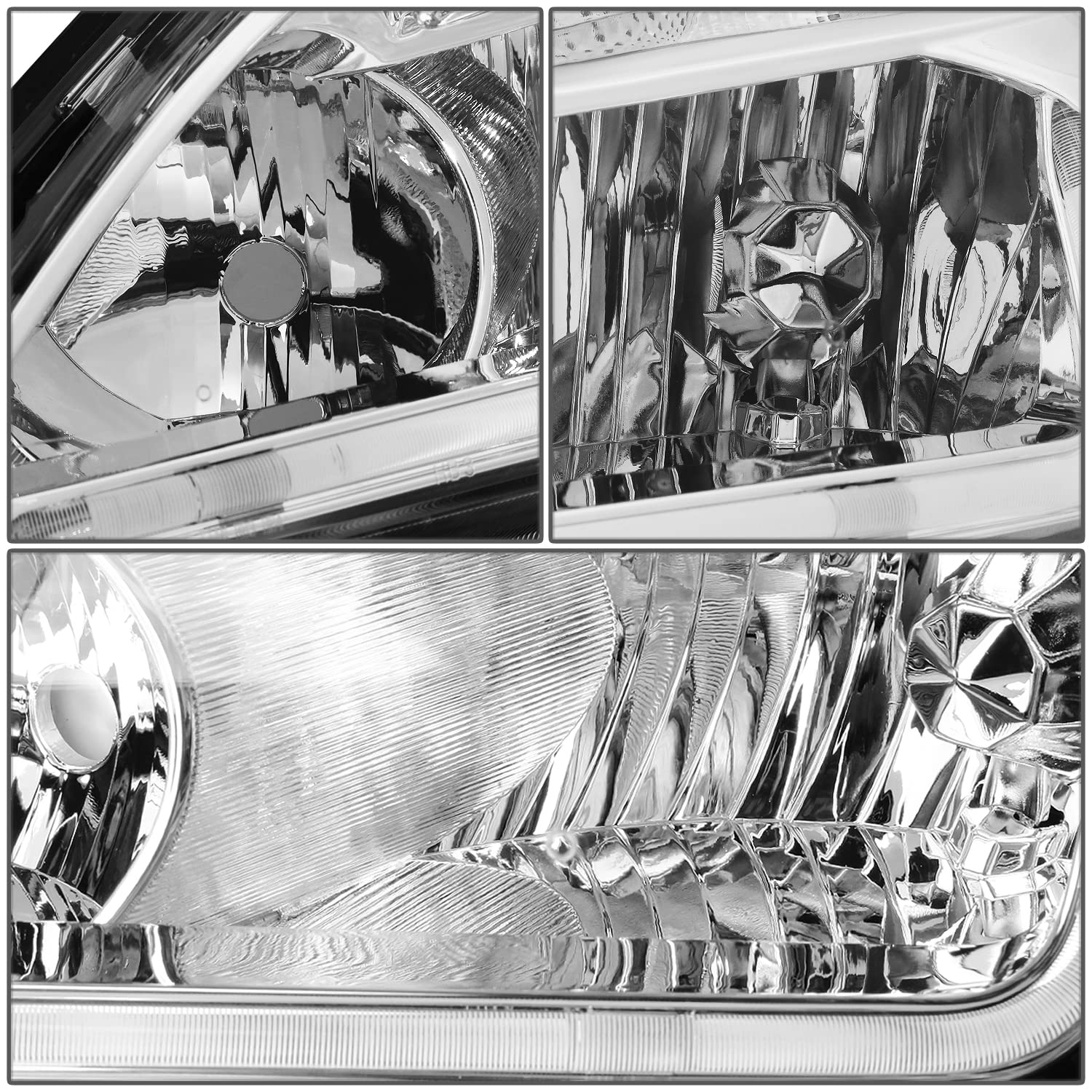 Dna Motoring Pair Headlight Assembly Compatible With 03-07 Honda Accord, Black Housing Clear Corner,Hl-Lb-Ha03-Bk-Cl1