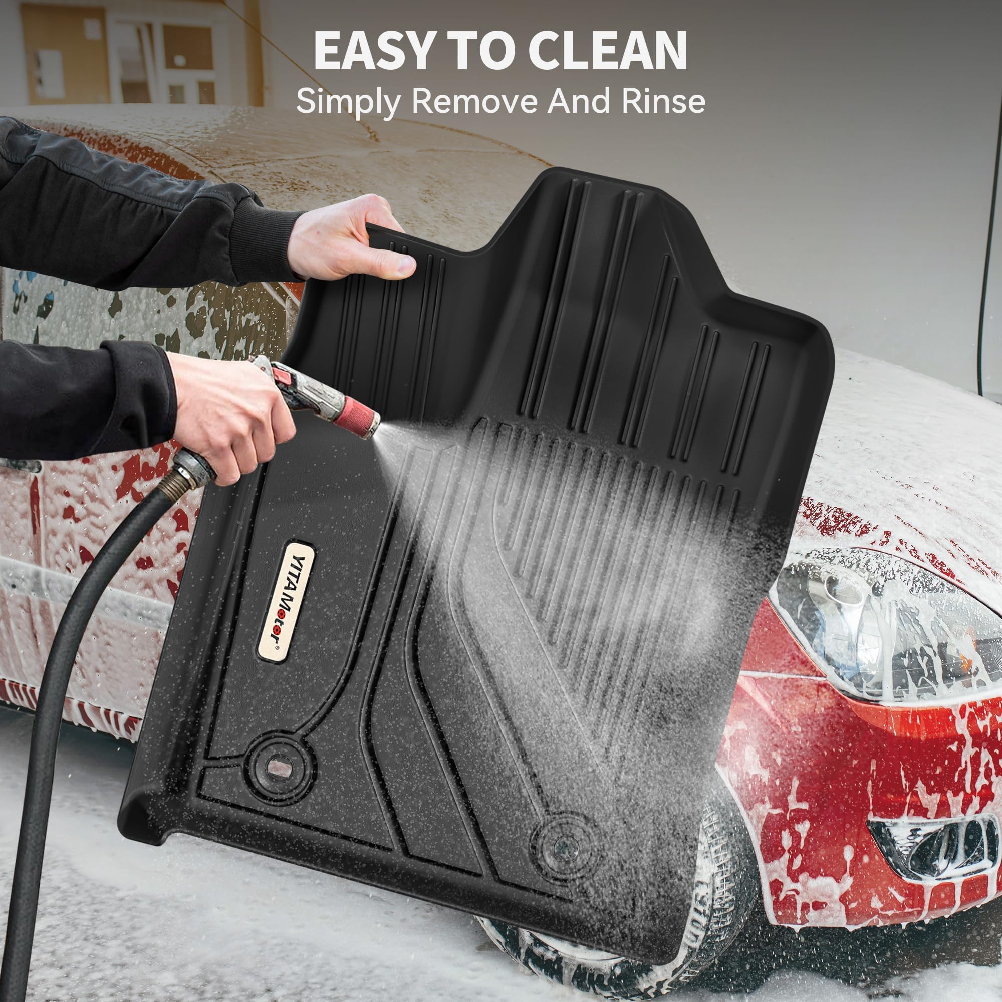 Yitamotor Floor Mats Fits For Toyota Tundra Double Cab 2025-2022, Custom Fit Tundra Car Mats, All-Weather Tpe Front And Rear Row