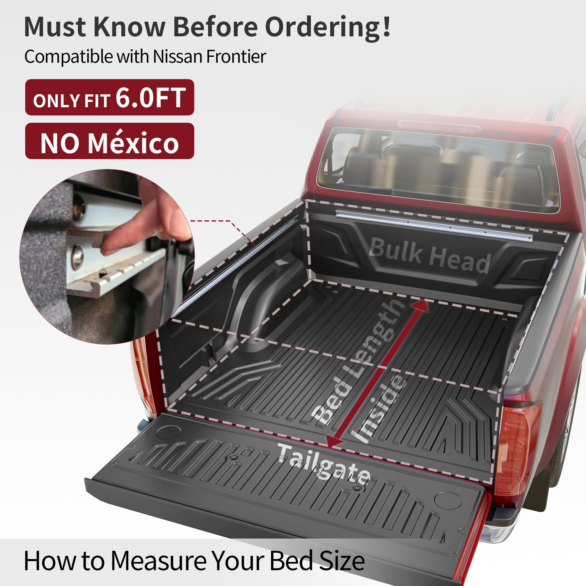 Oedro Soft Tri-Fold Truck Bed Tonneau Cover Compatible With 2005-2021 Nissan Frontier (Not For M  Xico) 6 Feet Bed