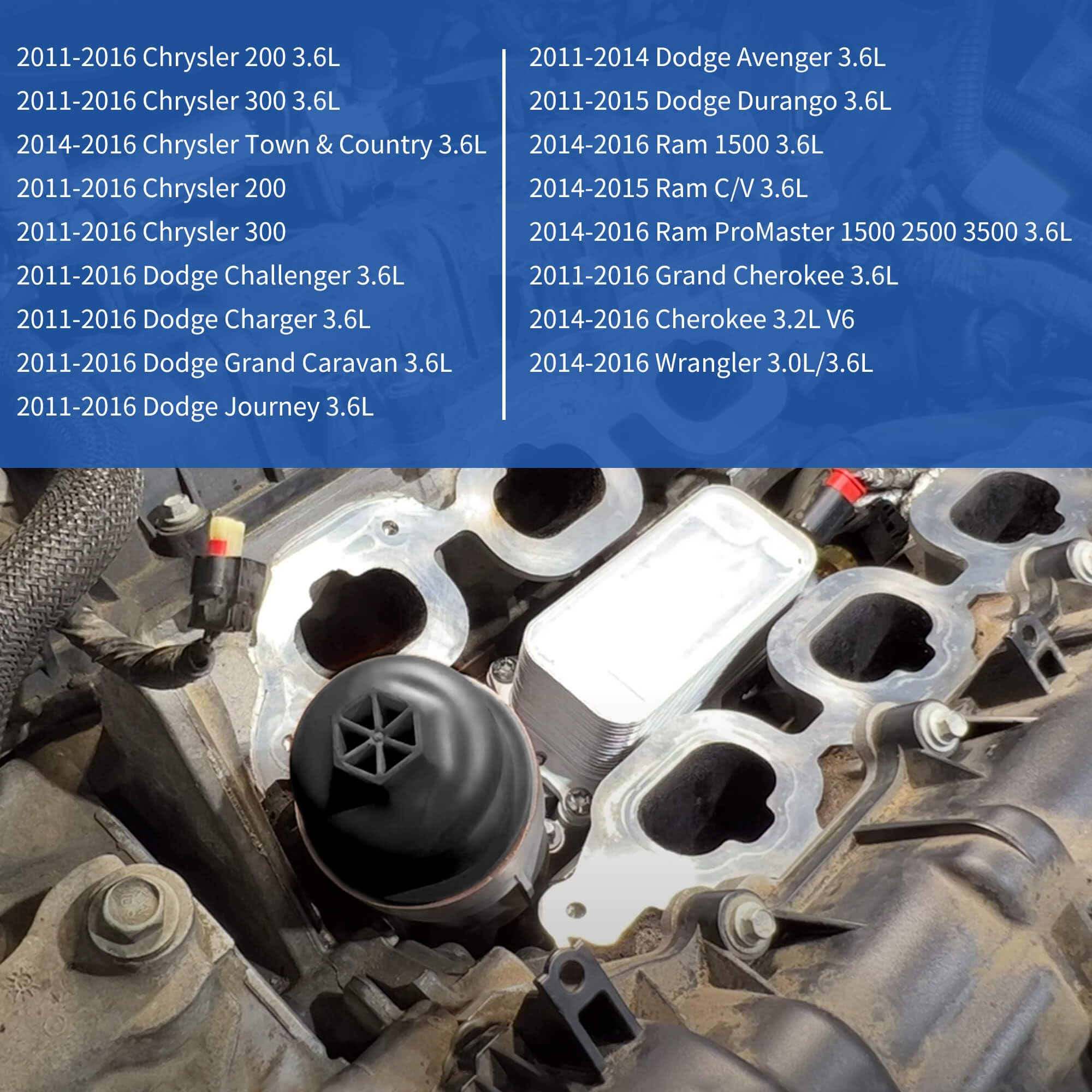 XINLIN 926-959 Upgraded Aluminum Engine Oil Filter Housing Kit witn Oil Cooler Fit for 2011-2016 Dodge Journey Charger Challenge