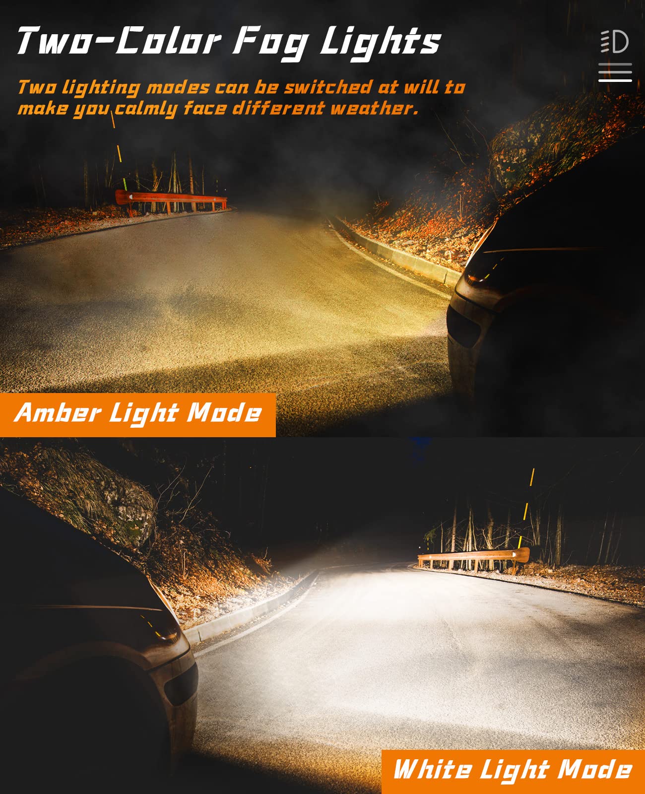 Zmoon Motorcycle Led Driving Fog Lights 60W White And Amber Led Pods Projector Lights 1.3'' Aux Spotlight, Compatible With Tract