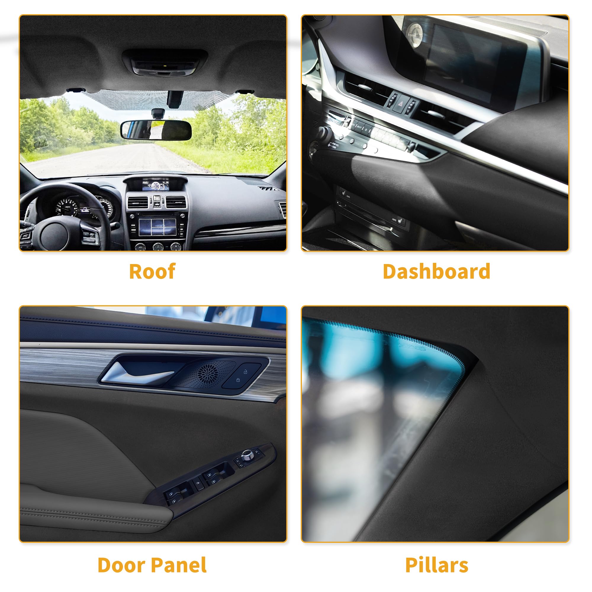 Partuto 150G Headliner Fabric for Car Truck RV SUV Boat Automotive Interior Trim DIY Roof Repair Replacement Suede Fabric Black