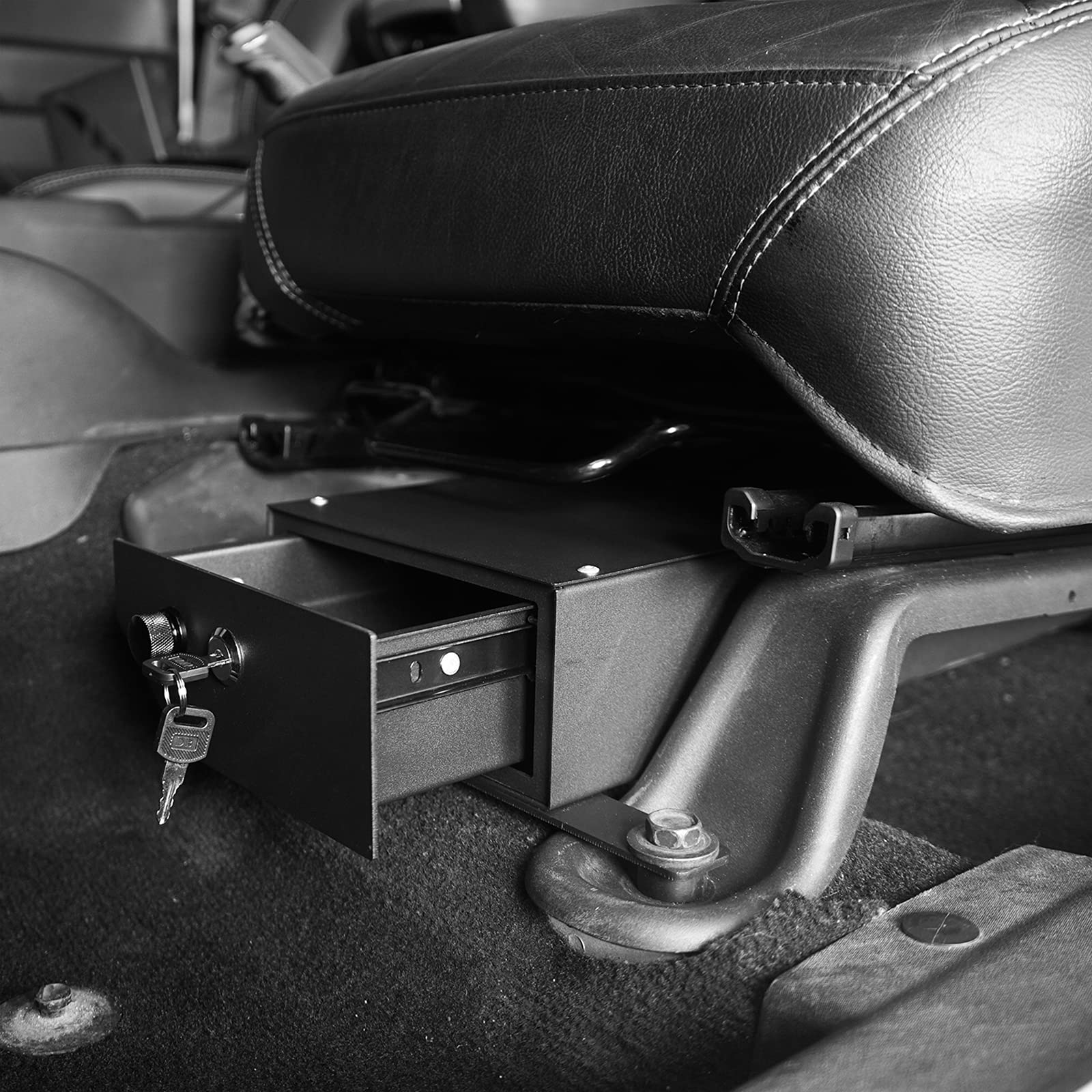 Hooke Road Jk Wrangler Under Seat Lock Box Security Locking Storage For Jeep Jk Wrangler 07-10 2-Door & 07-18 4-Door,Driver Side