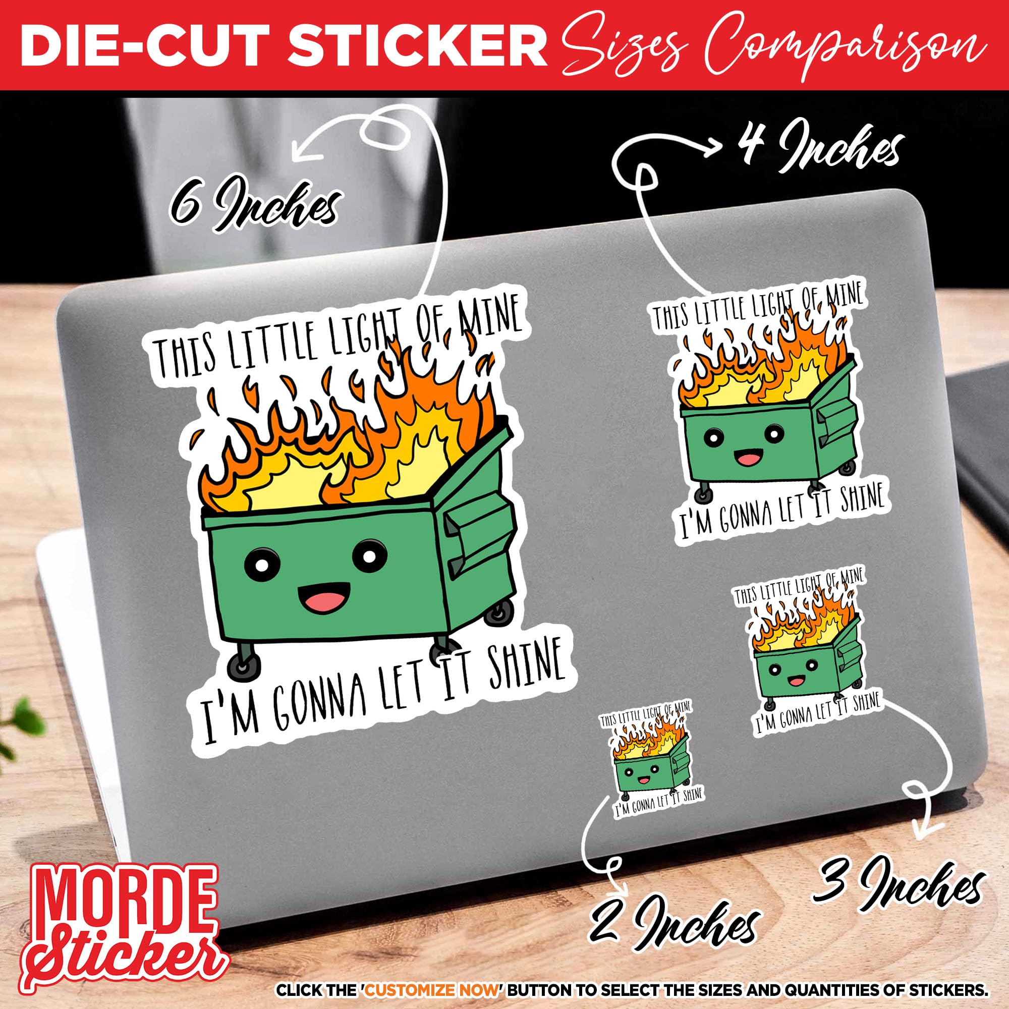 (3Pcs) This Little Light Of Mine I 'M Gonna Let It Shine Sticker Funny Dumpster Fire Meme Sticker 3 '' Die-Cut Waterproof Vinyl