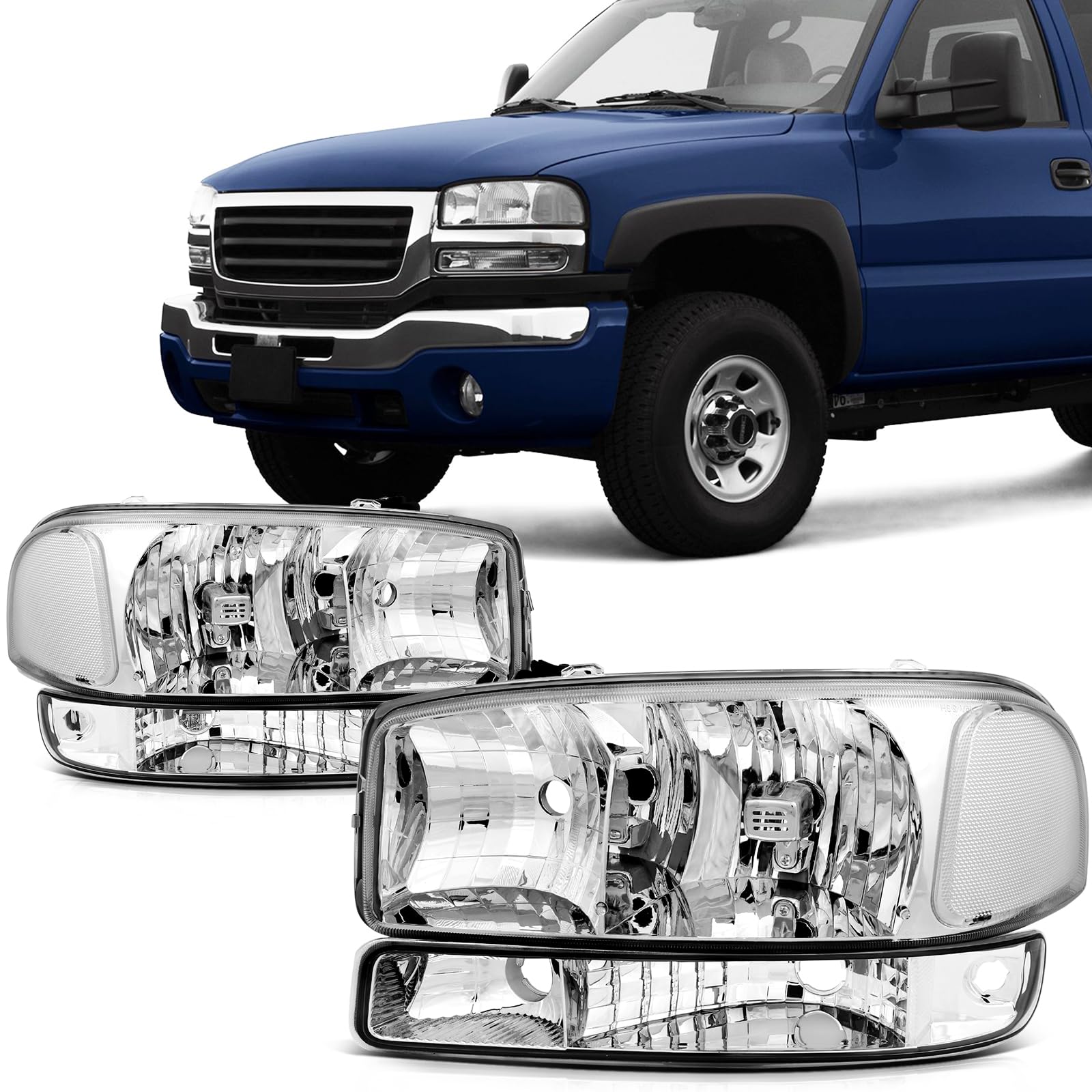 SCITOO Headlight Assembly Fits For GMC Sierra 1500 1999-2006,For GMC Sierra 2500 1999-2004,For GMC Sierra 3500 2001-2006,For GMC