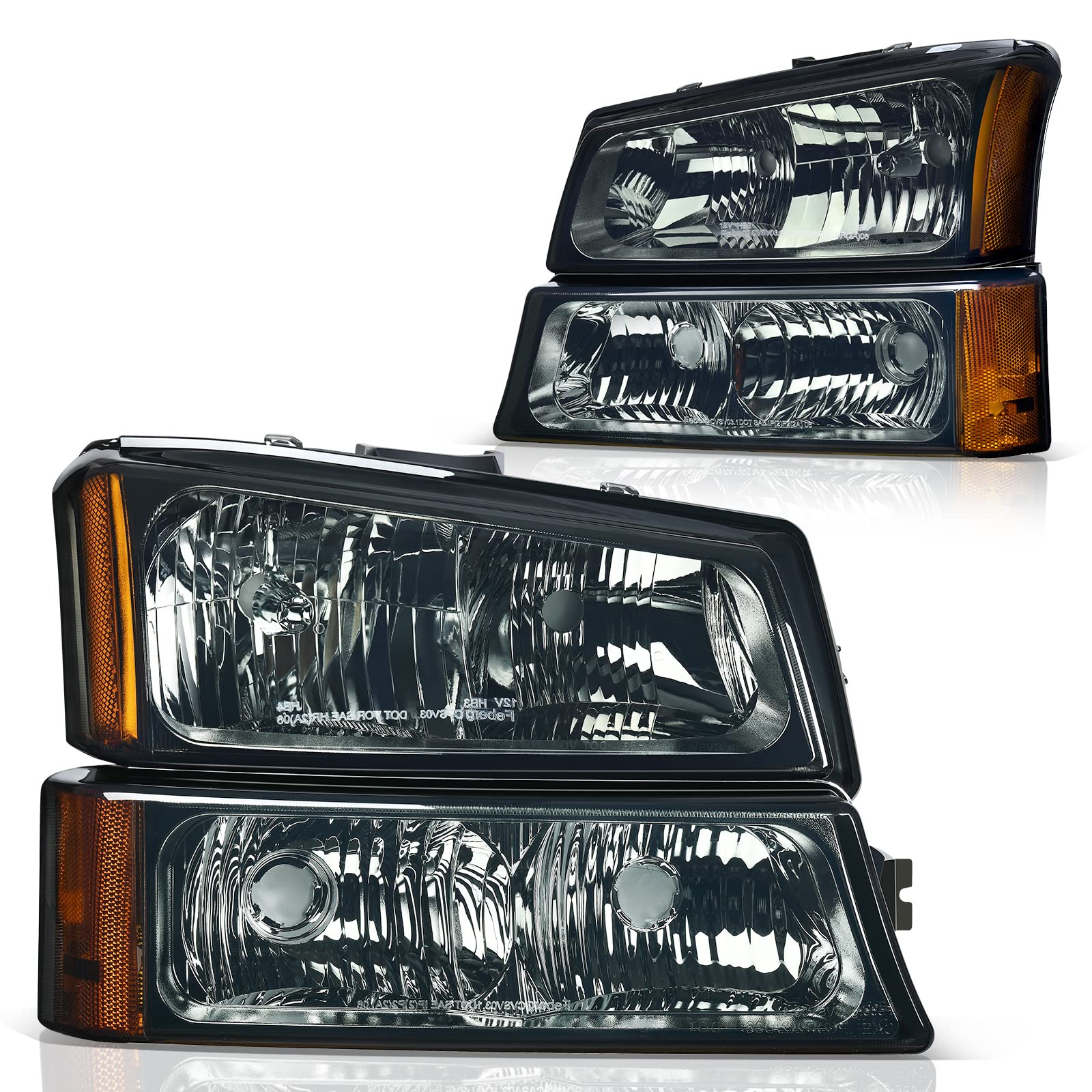 Dwvo Headlight Assembly Compatible With 2003 2004 2005 2006 Chevy Silverado 03 04 05 06 Chevrolet Avalanche Smoke Lens