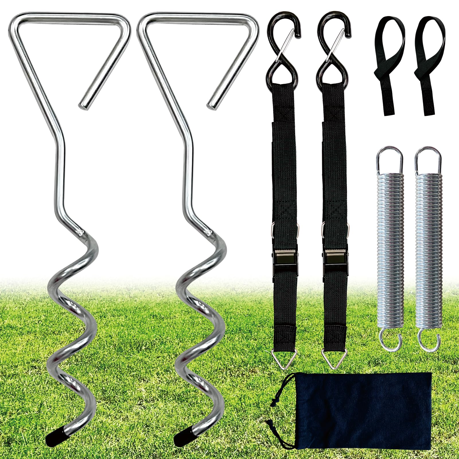 Dulepax RV Awning Tie Down Kit, Heavy Duty RV Awning Anchor Kit, Camper Awning Anchors Accessories Set, Include Shock Absorbing 