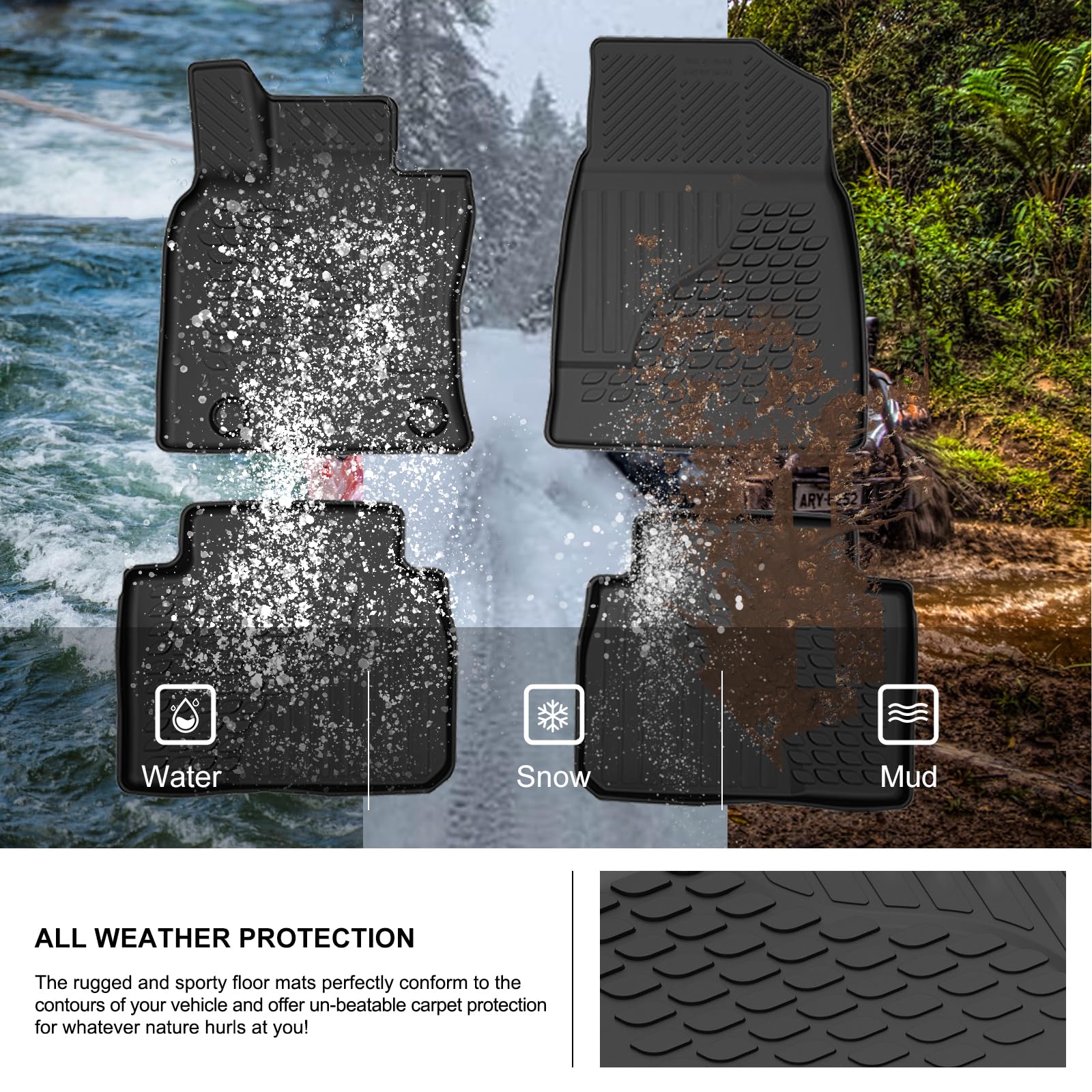 KIWI MASTER Floor Mats for 2018-2025 Toyota Camry OEM Replacement PT908-03180-20 All Weather Mat Liners Front & Rear 2 Row Seat