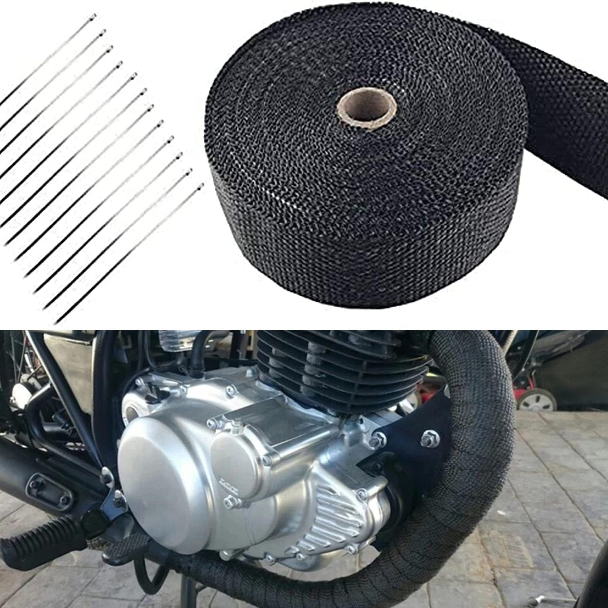 Deecam Exhaust Wrap, Black Exhaust Header Heat Wrap, 2 ' ' X 50 ' Motorcycle High Temp Heat Shield Tape Roll For Exhaust Pipes W