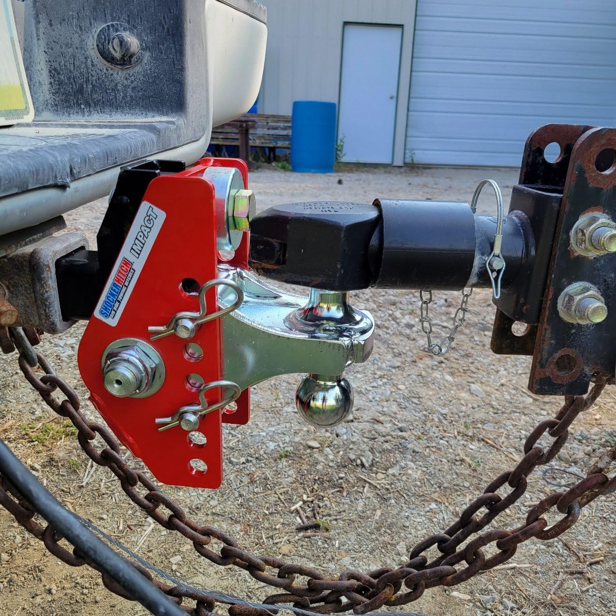 Shocker Impact Cushion Hitch Combo Ball Mount 4' Rise To 4' Drop, Fits 2-1/2' Hitch Silver Combo 2' & 2-5/16' Balls