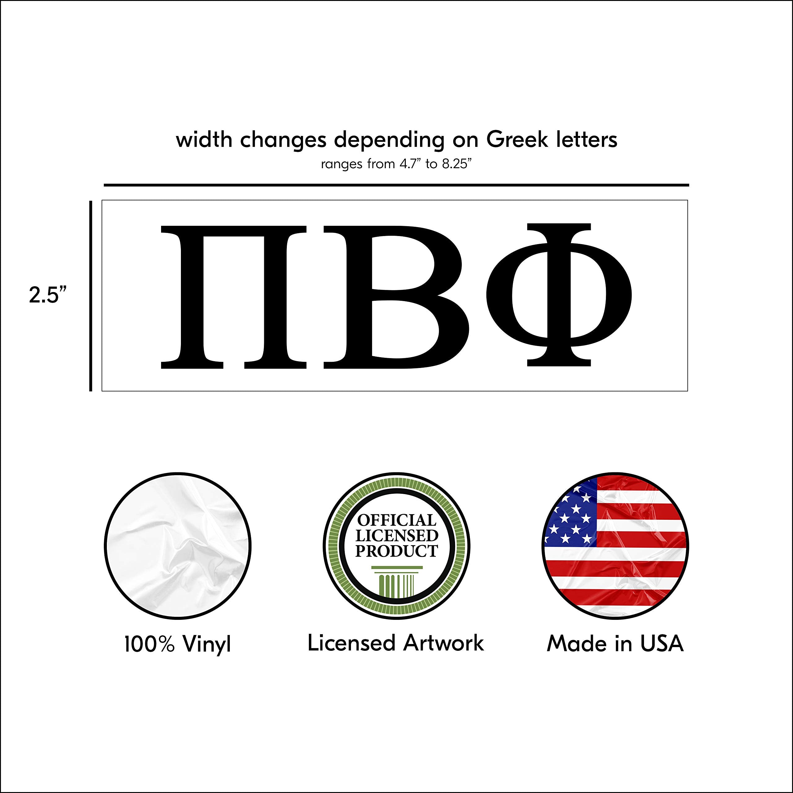 Pro-Graphx Pi Beta Phi Greek Sorority Sticker Decal, 2.5 Inches Tall, Black