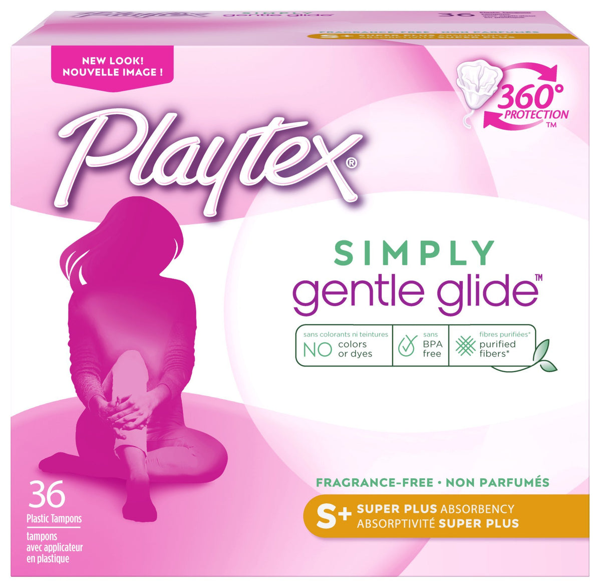 Playtex Simply Gentle Glide Tampons, Super Plus Absorbency, Fragrance-Free - 36Ct