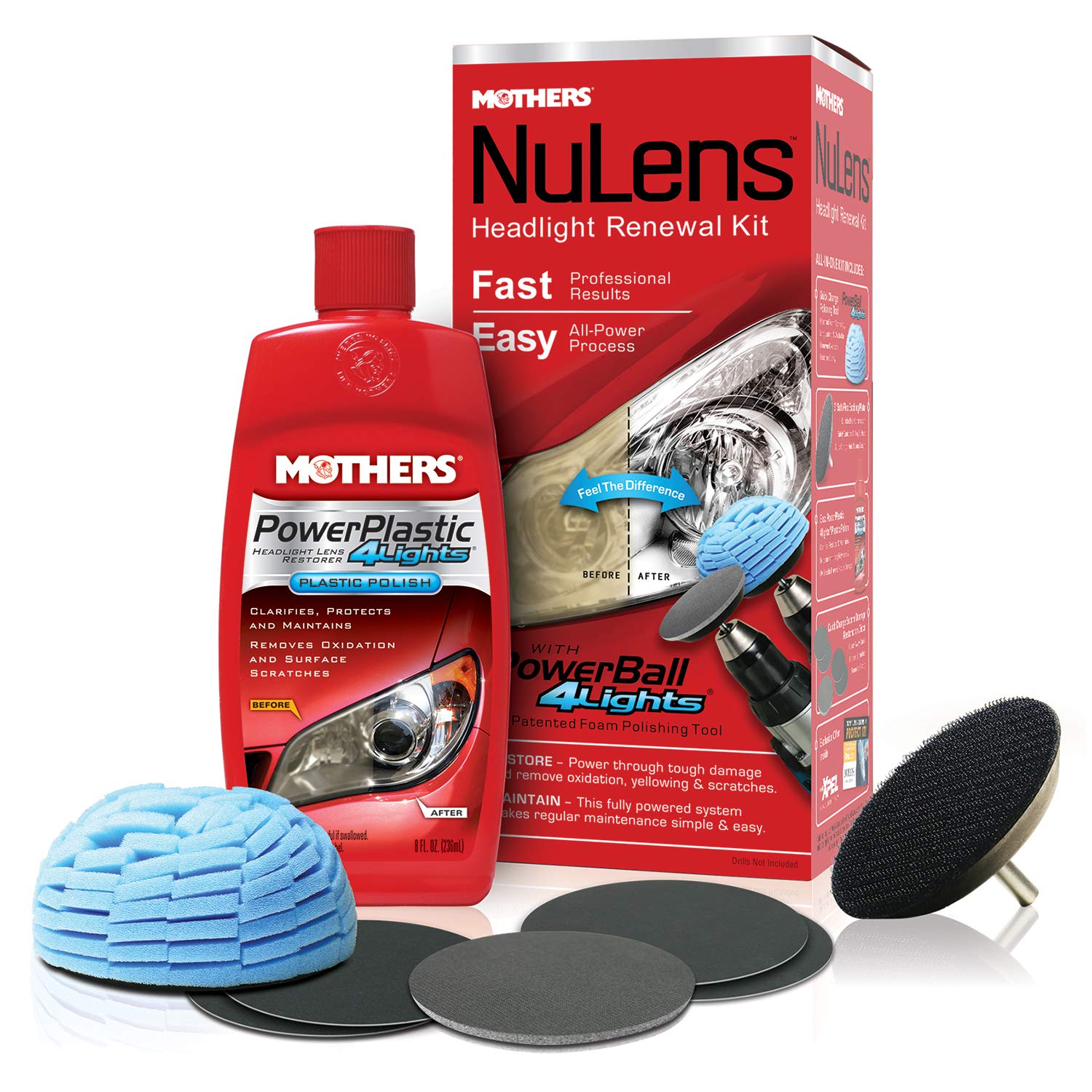 Mothers 07251-6-6Pk Nulens Headlight Renewal Kit, (Pack Of 6)