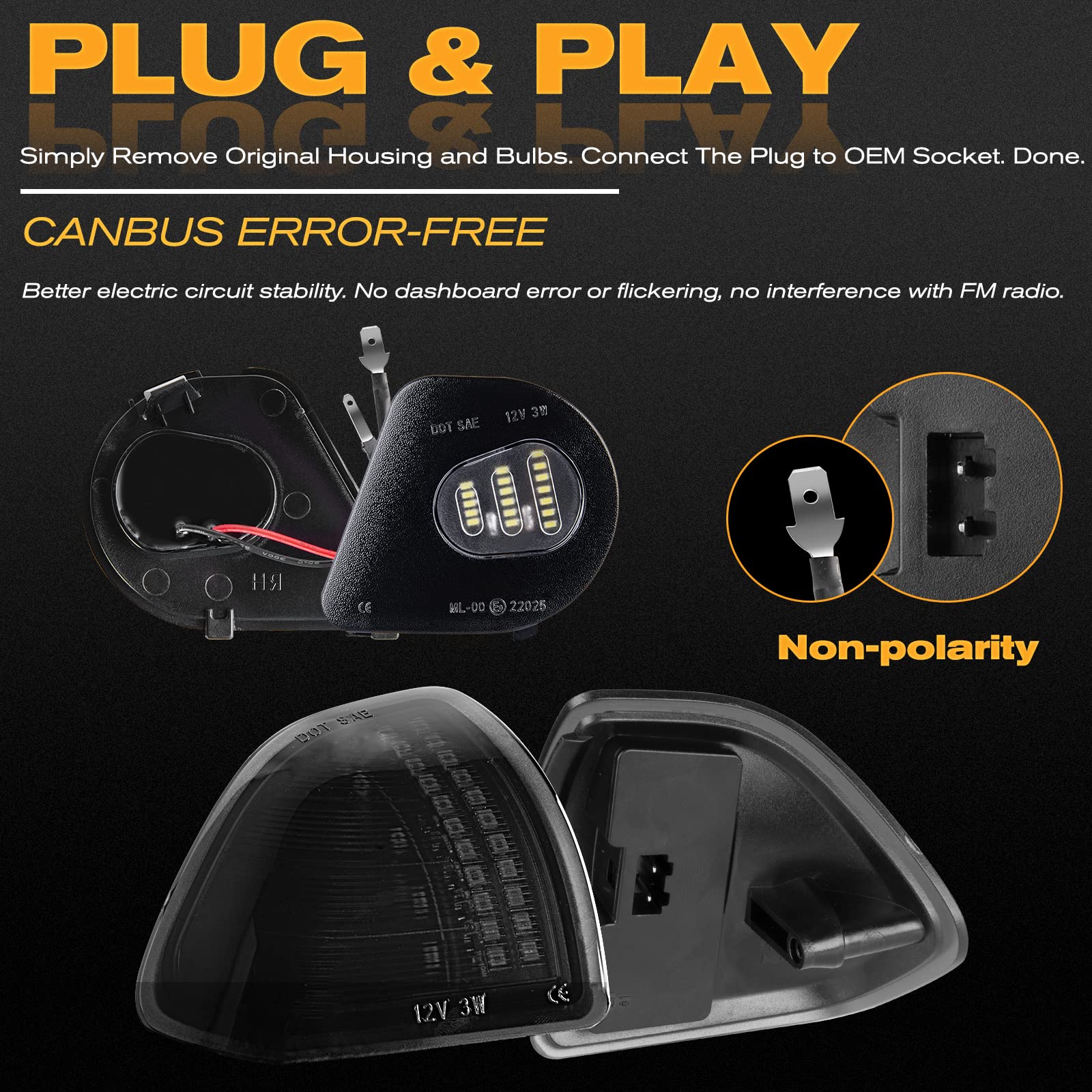 Gempro Led Side Mirror Turn Signals Puddle Lights Kits Assembly For 2010-2018 Dodge Ram 1500 2500 3500 4500 5500 Towing Mirror L