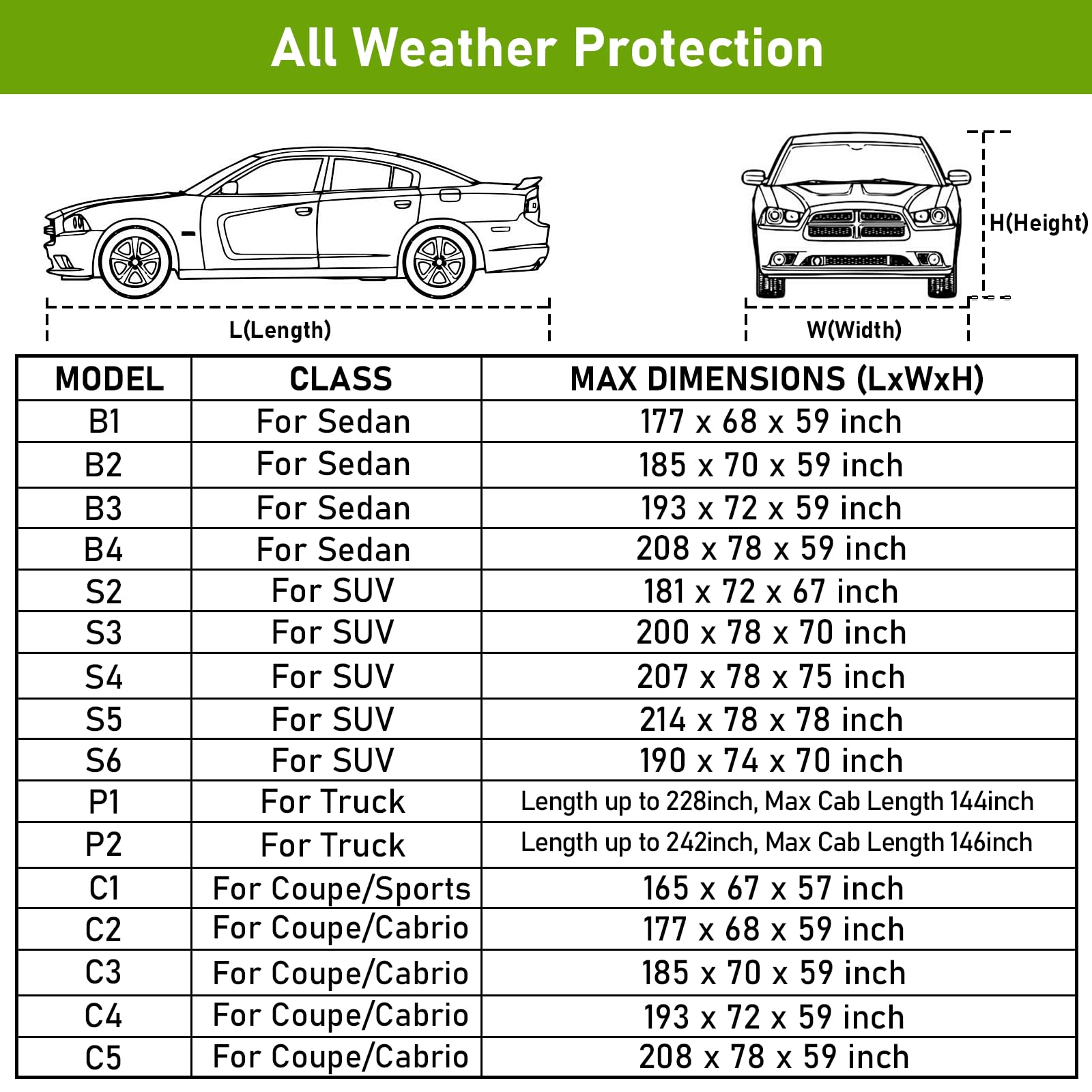 Favoto Sedan Car Cover Waterproof - All Weather For Automobiles 6 Layers Heavy Duty Outdoor Rain Sun Snow Protection With Zipper