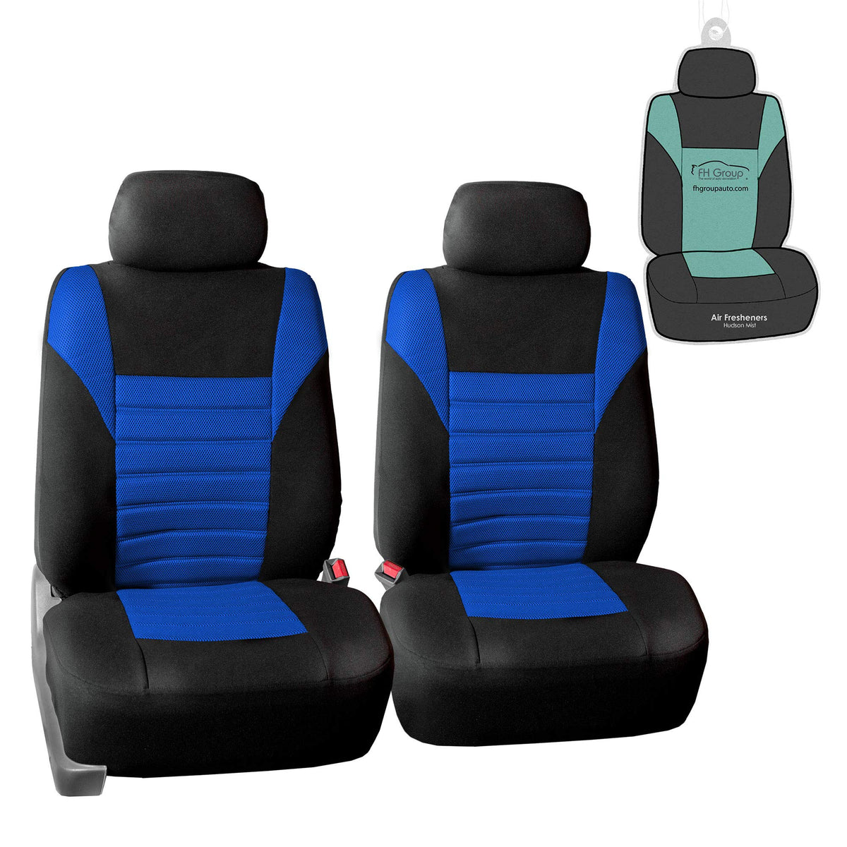 FH Group Car Seat Cover Premium 3D Air Mesh Front Pair Set Car Seat Covers Airbag Compatible,Blue and Black Automotive Seat Cove