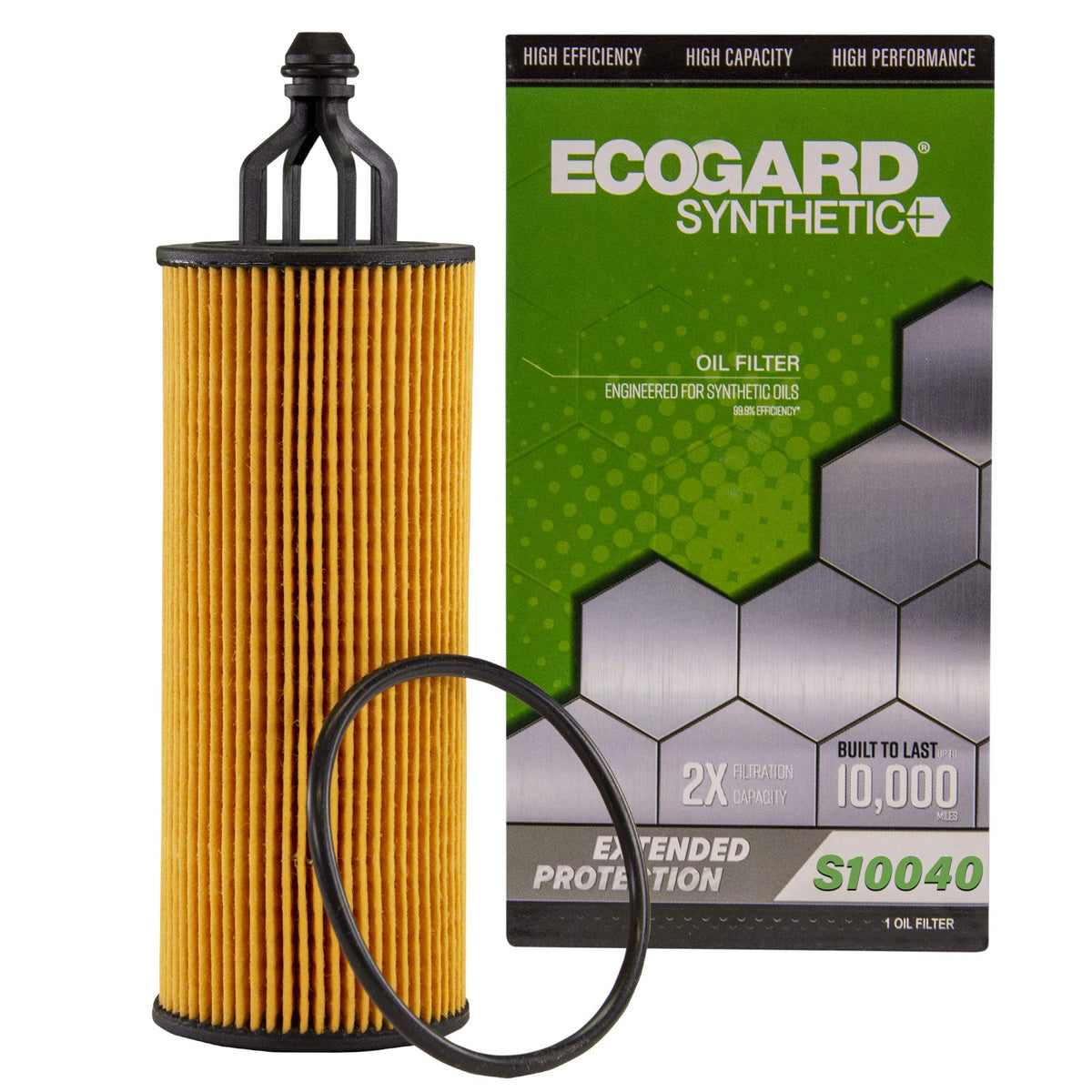 Ecogard S10040 Premium Cartridge Engine Oil Filter For Synthetic Oil Fits Jeep Grand Cherokee 3.6L 2014-2021, Wrangler 3.6L 2014