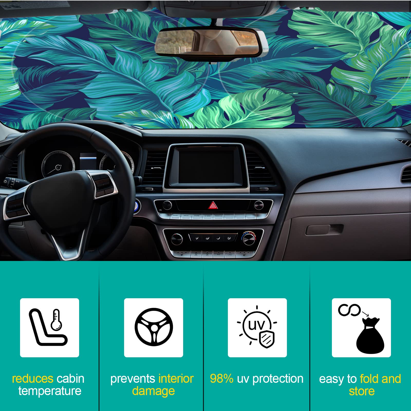 Windshield Sun Shade Foldable Car Front Window Covers For Car Accessories Sun Heat Uv Rays Visor Protector Protection For Univer