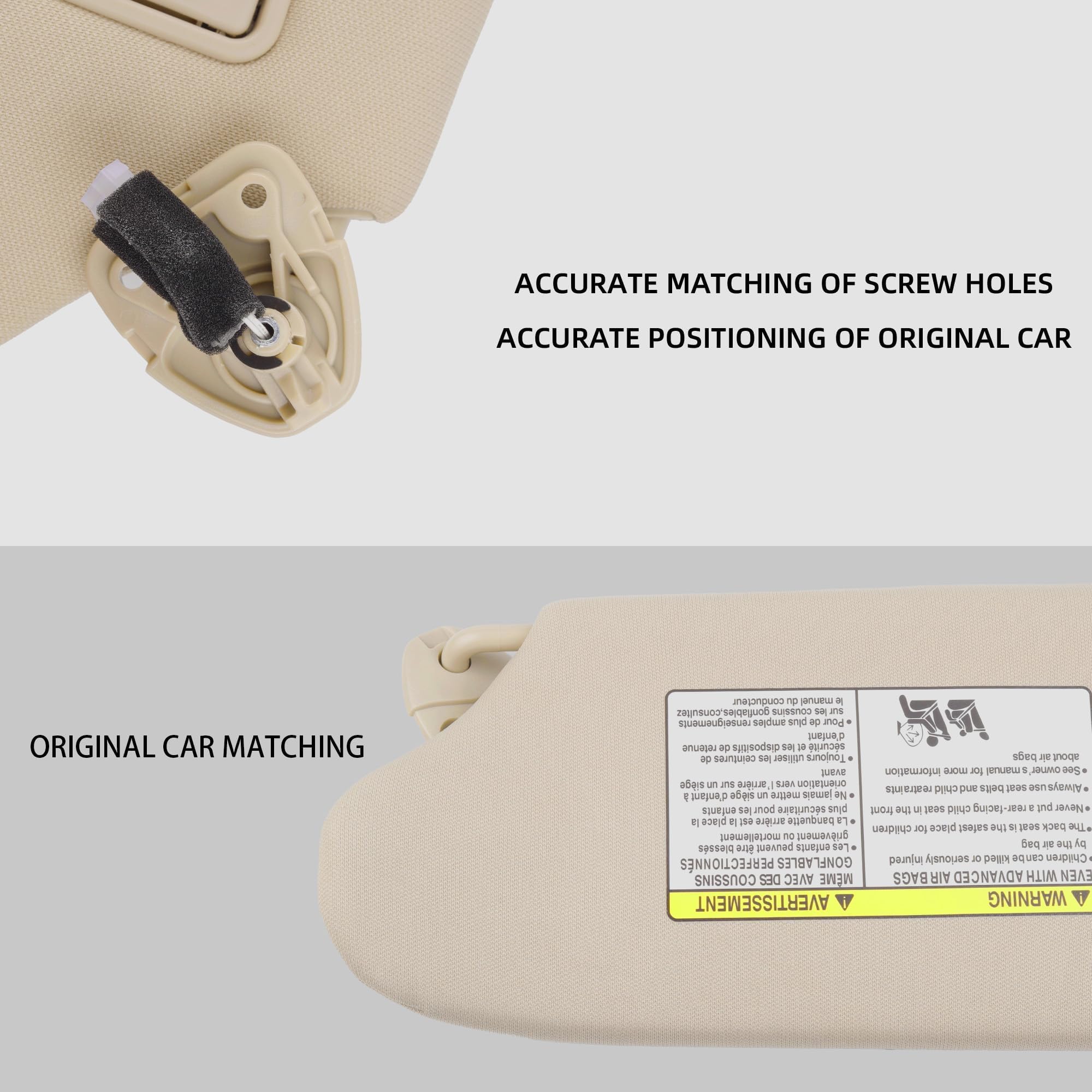 Dasbecan Beige Sun Visor Pair for Nissan Altima 2013-2018 with Mirror & Vanity Light - No Sunroof, Replaces #96401-3TA2A