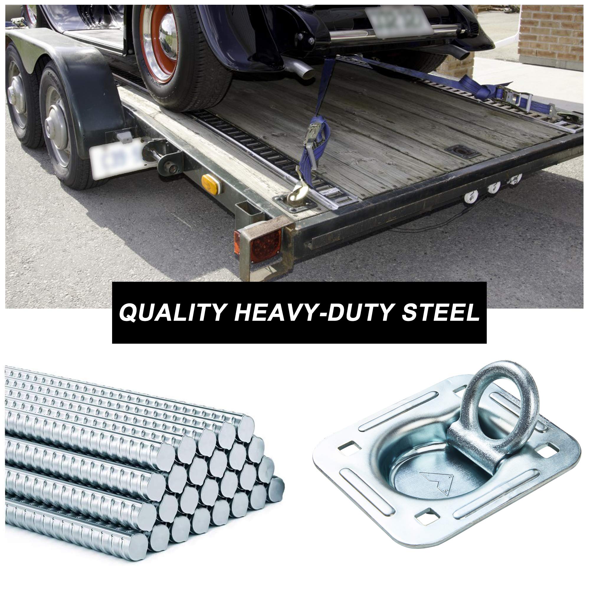 Lonffery 4 Pack Recessed D-Ring Tie Down Anchors (6,000 Lb. Capacity), Heavy Duty Kit For Trailer Or Deliveries