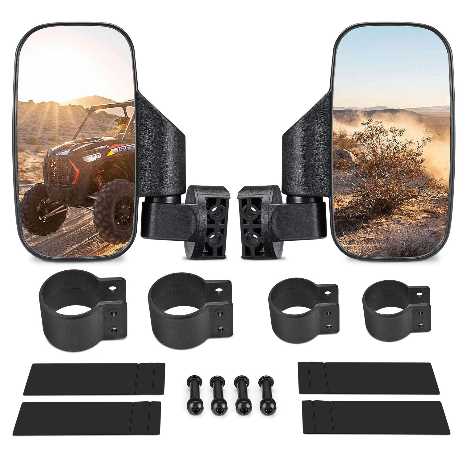 Utv Side Mirrors With 1.75' -2' Roll Bar Cage, Utv Mirrors 360 Degree Adjustable Sxs Mirrors Compatible With Polaris Rzr Kawasaki Teryx Mule Pioneer Yamaha Rhino Yxz