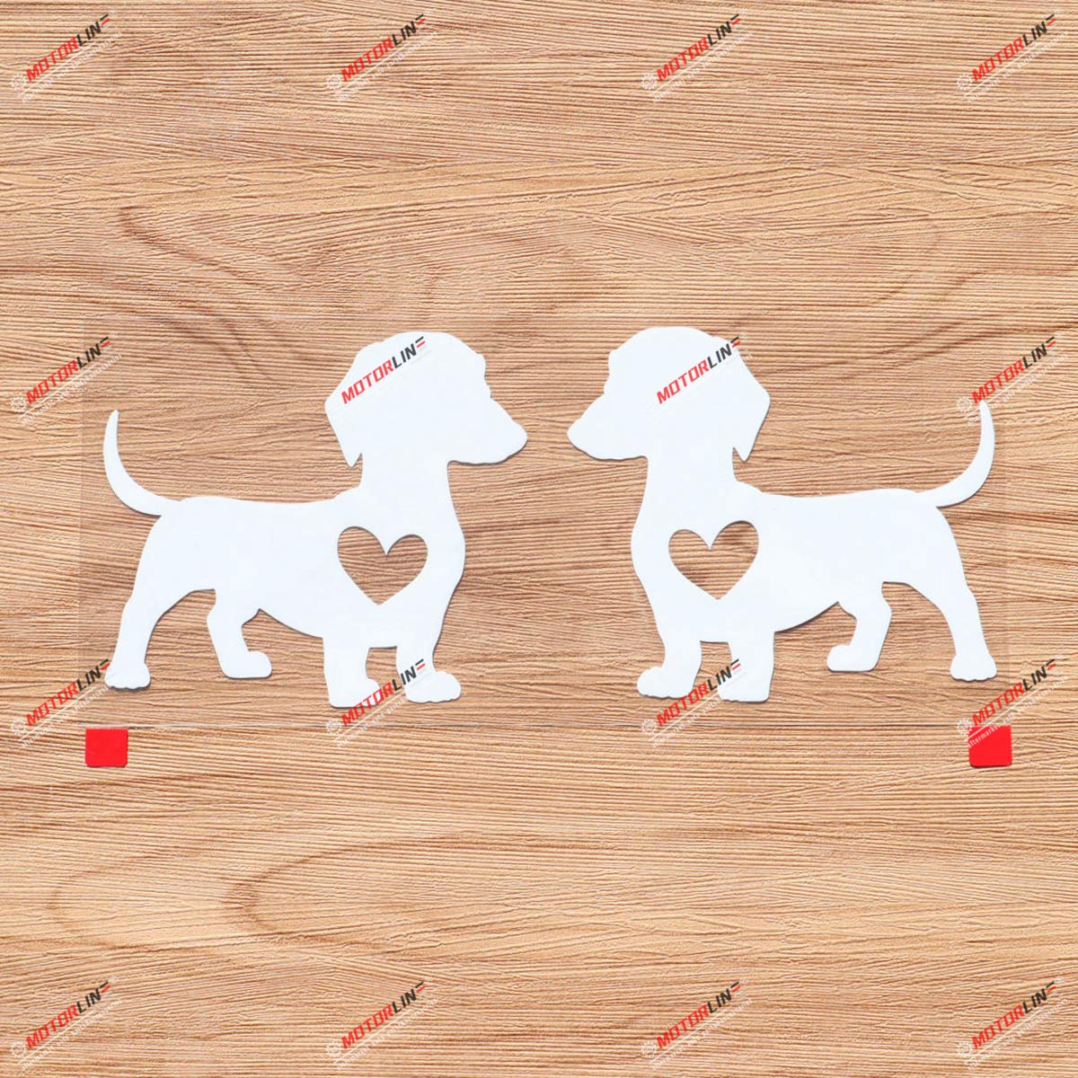 I Love My Dachshund Dog Heart Love Vinyl Decal Sticker - Pair White, 4 Inches - No Background for Car Boat Laptop Cup Phone
