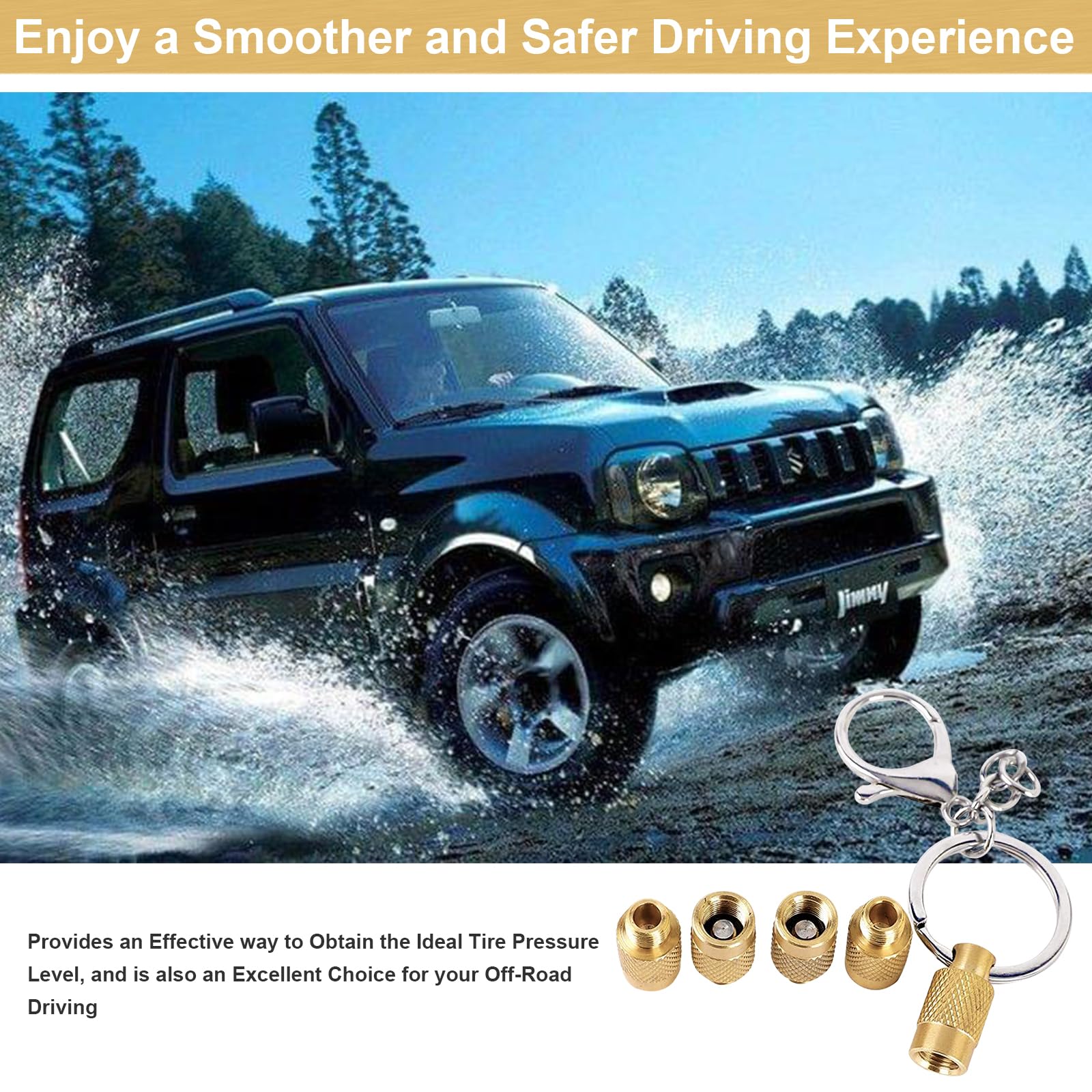 Godeson Tire Deflator,4 In 1 Solid Brass Easy Storage And Using Tire Air Down Tool,Tire Pressure Deflators For Offroad Vehicle