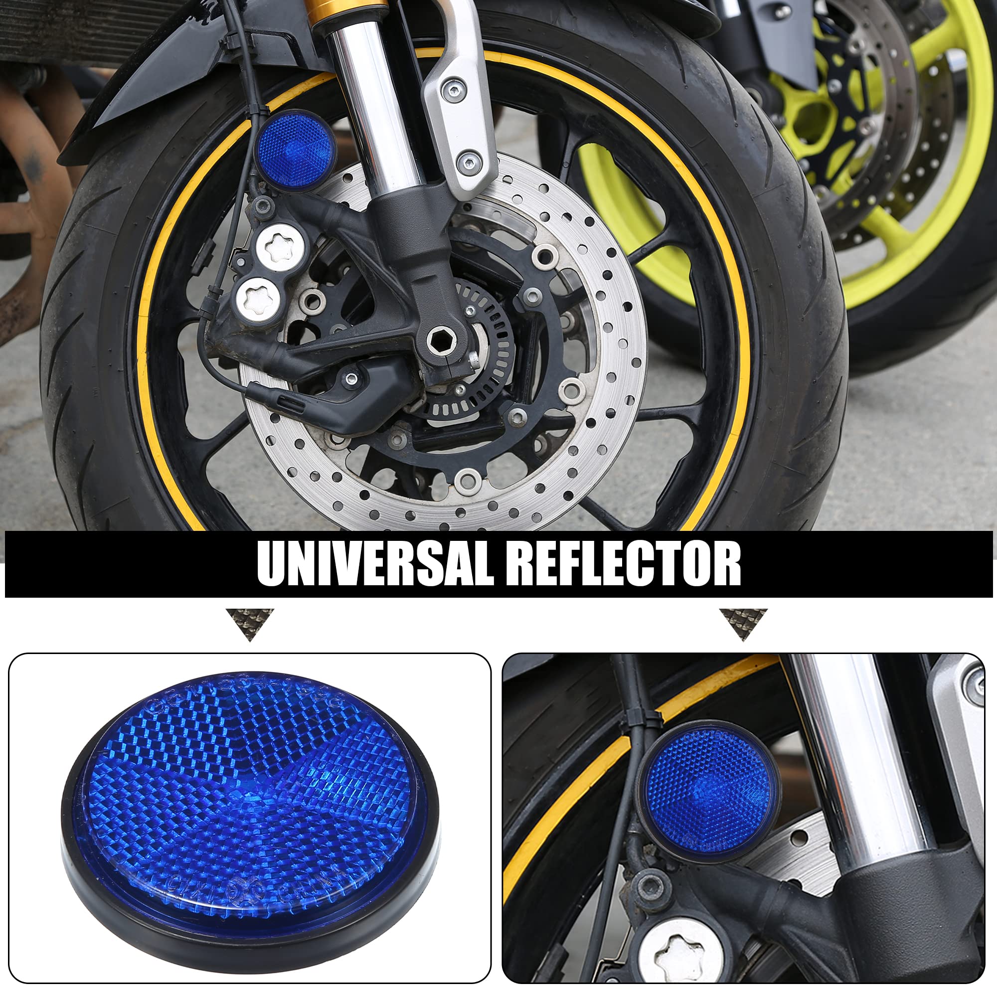 X AUTOHAUX Universal Round Reflectors for Motorcycle, Trailer, and Bike - Blue - 0.87"x2.32" - Durable Plastic