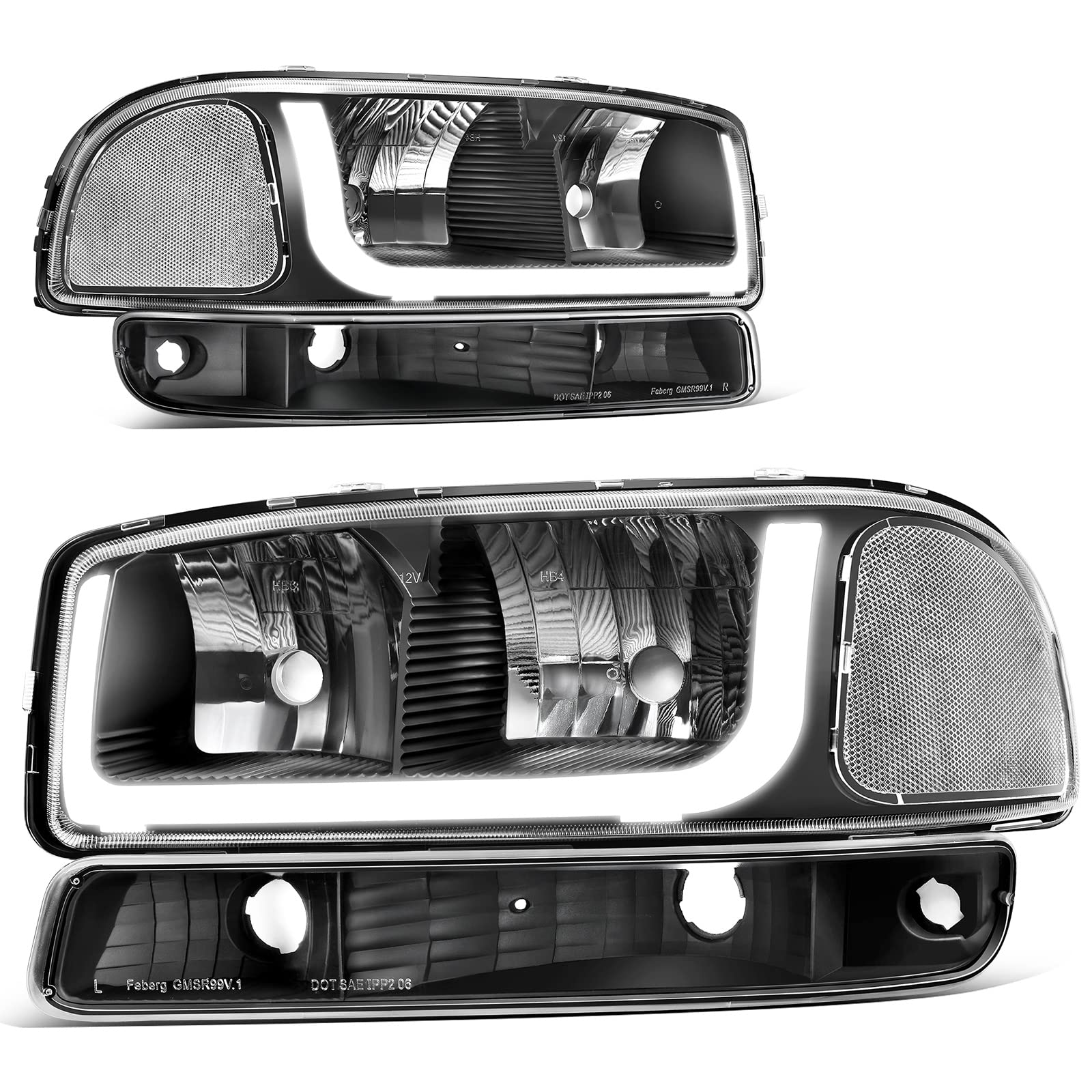 Autosaver88 Led Drl Headlights Assembly Compatible With 1999-2006 Gmc Sierra 1500 2500/2001-2006 Sierra 1500Hd 2500Hd 3500/2001-