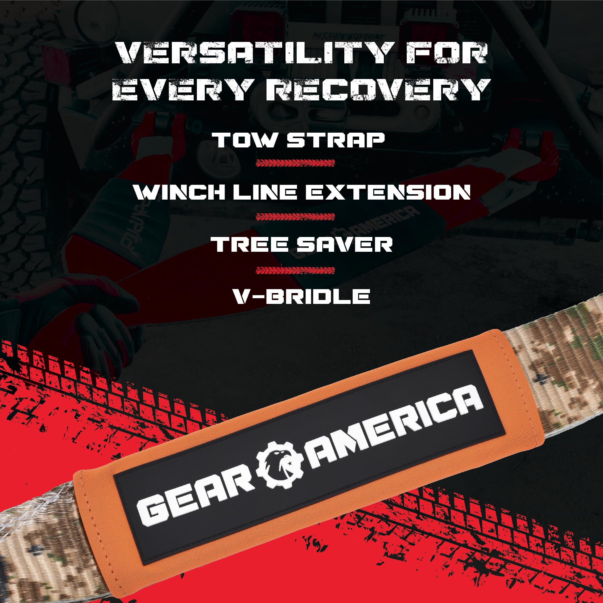 Gearamerica 3''X8' Heavy Duty Tree Saver Towing Sling - Winch Harness With 35,053 Lbs Break Strength - Recovery Rope For Offroad