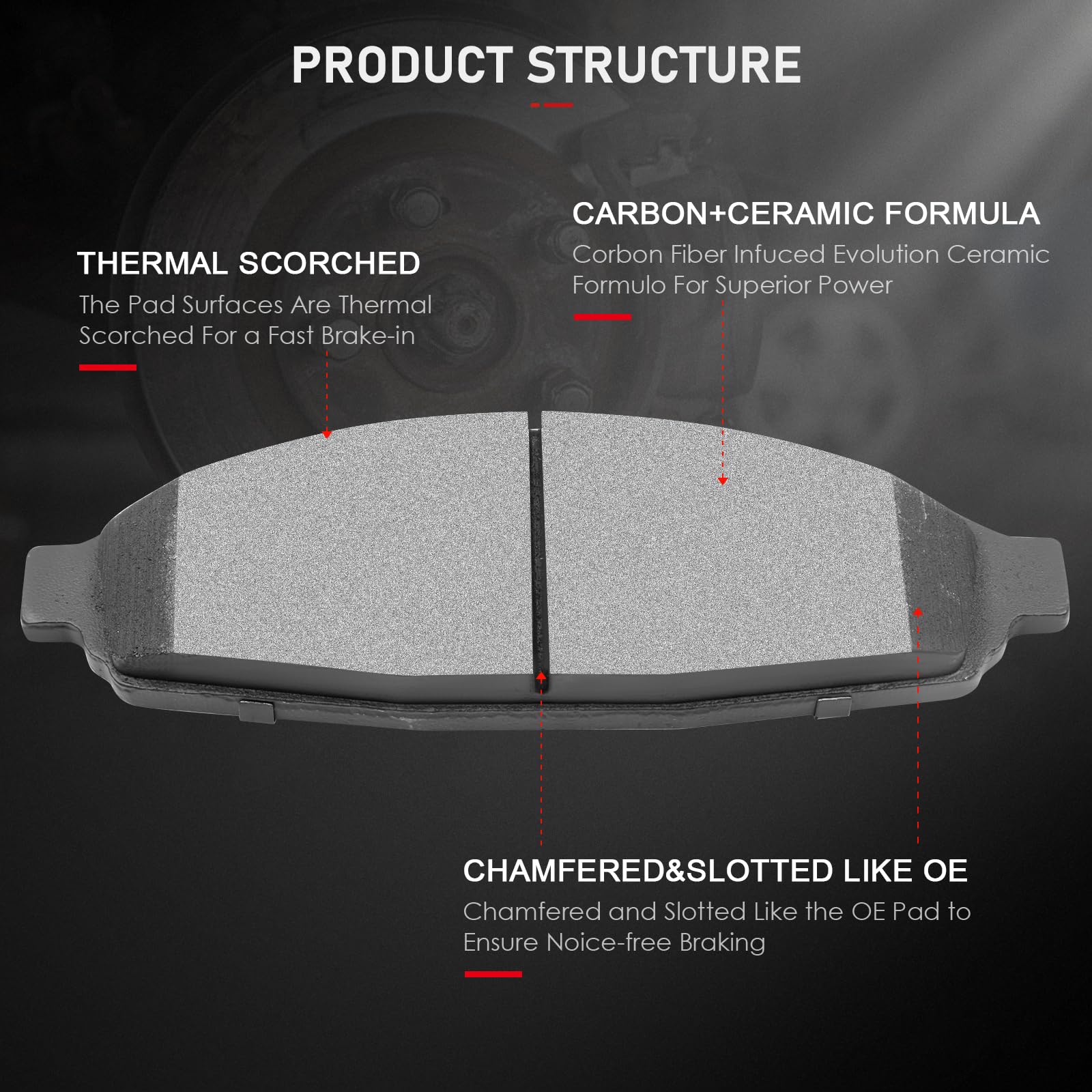 Cciyu D931 D1040 Front Rear Ceramic Brake Pads Kits 8Set Fit For 2003-2011 For Ford Crown Victoria 2003-2011 For Lincoln Town Ca