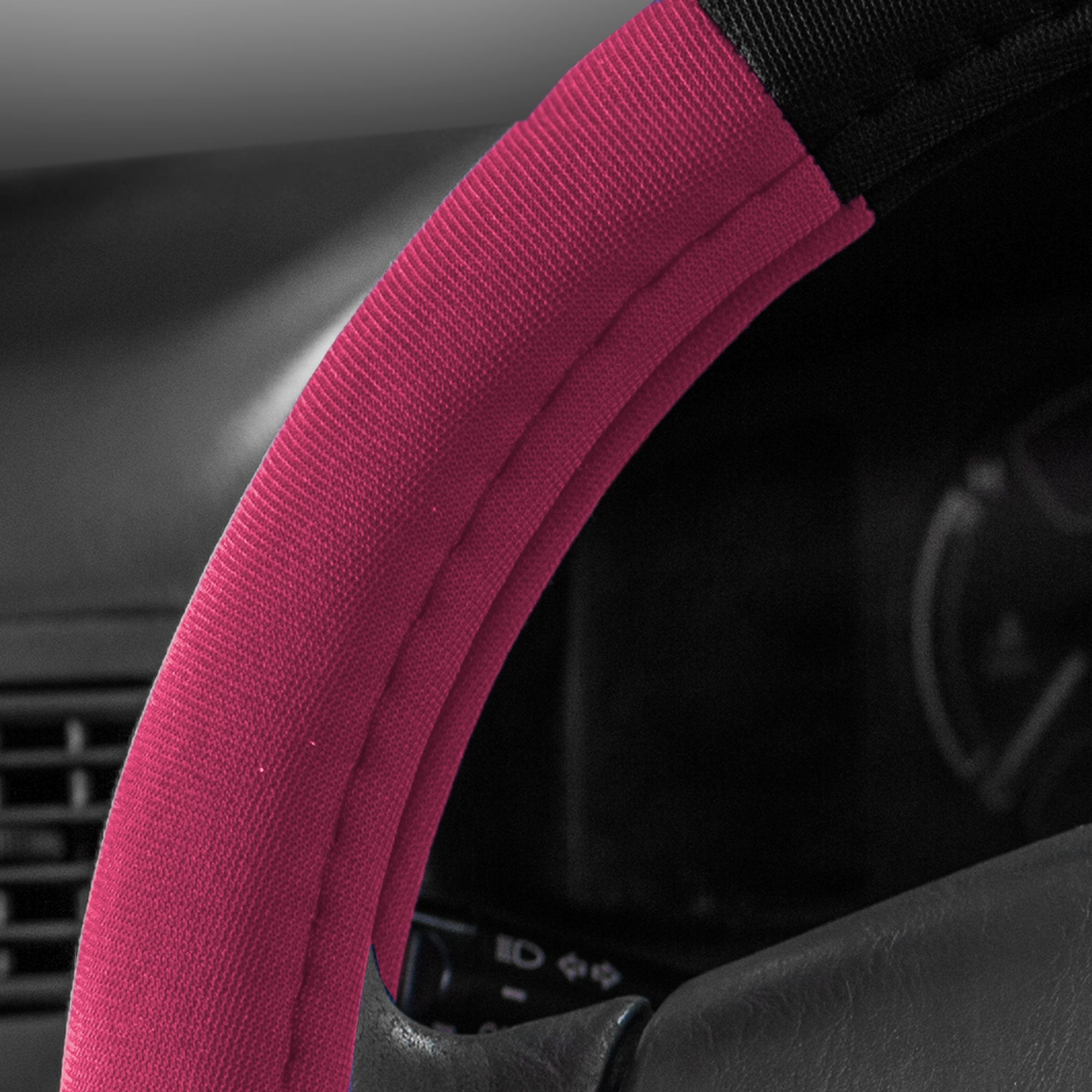 Fh Group Universal Fit Modernistic And Seat Belt Pads Combo Set Steering Wheel Cover Fits Most Cars, Suvs Pink