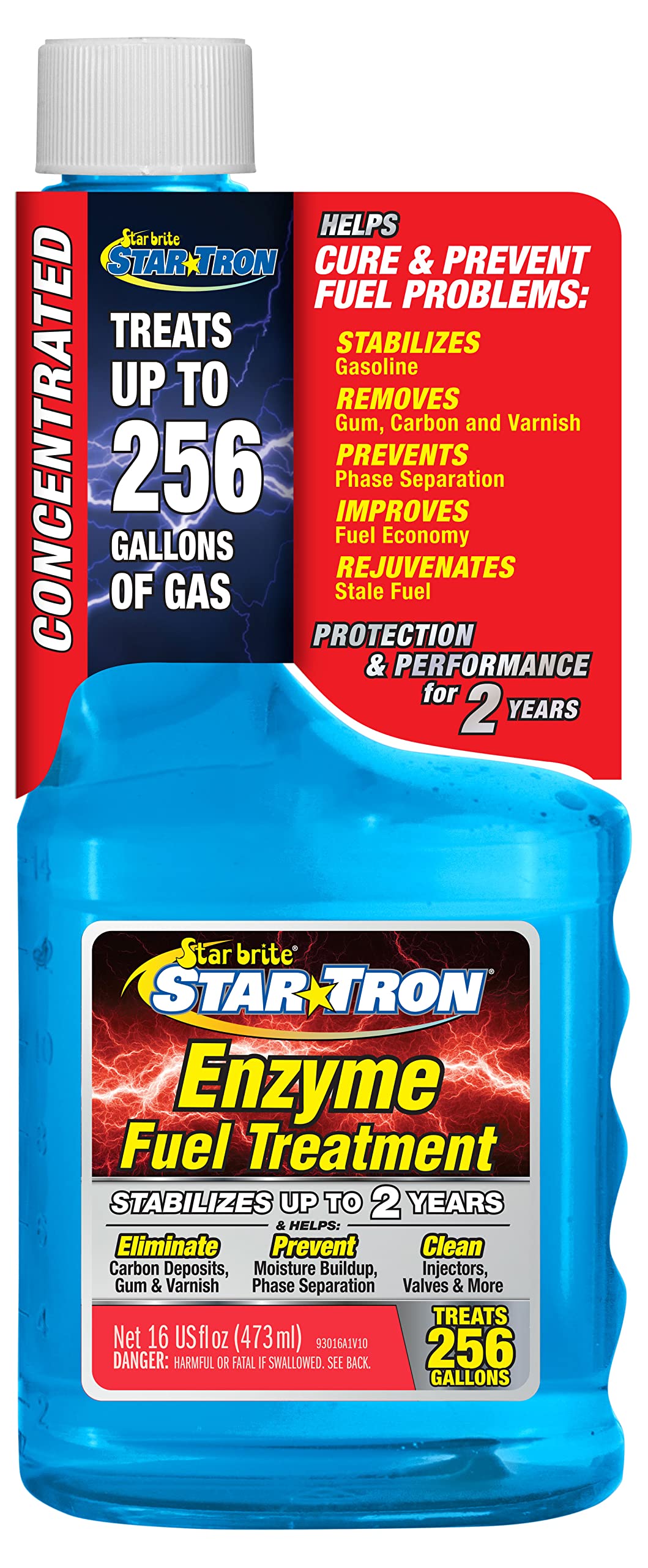 Star Tron Enzyme Fuel Treatment Concentrate, 16 Fl. Oz. - Treats up to 256 Gallons - Rejuvenate & Stabilize Old Gasoline, Cure E