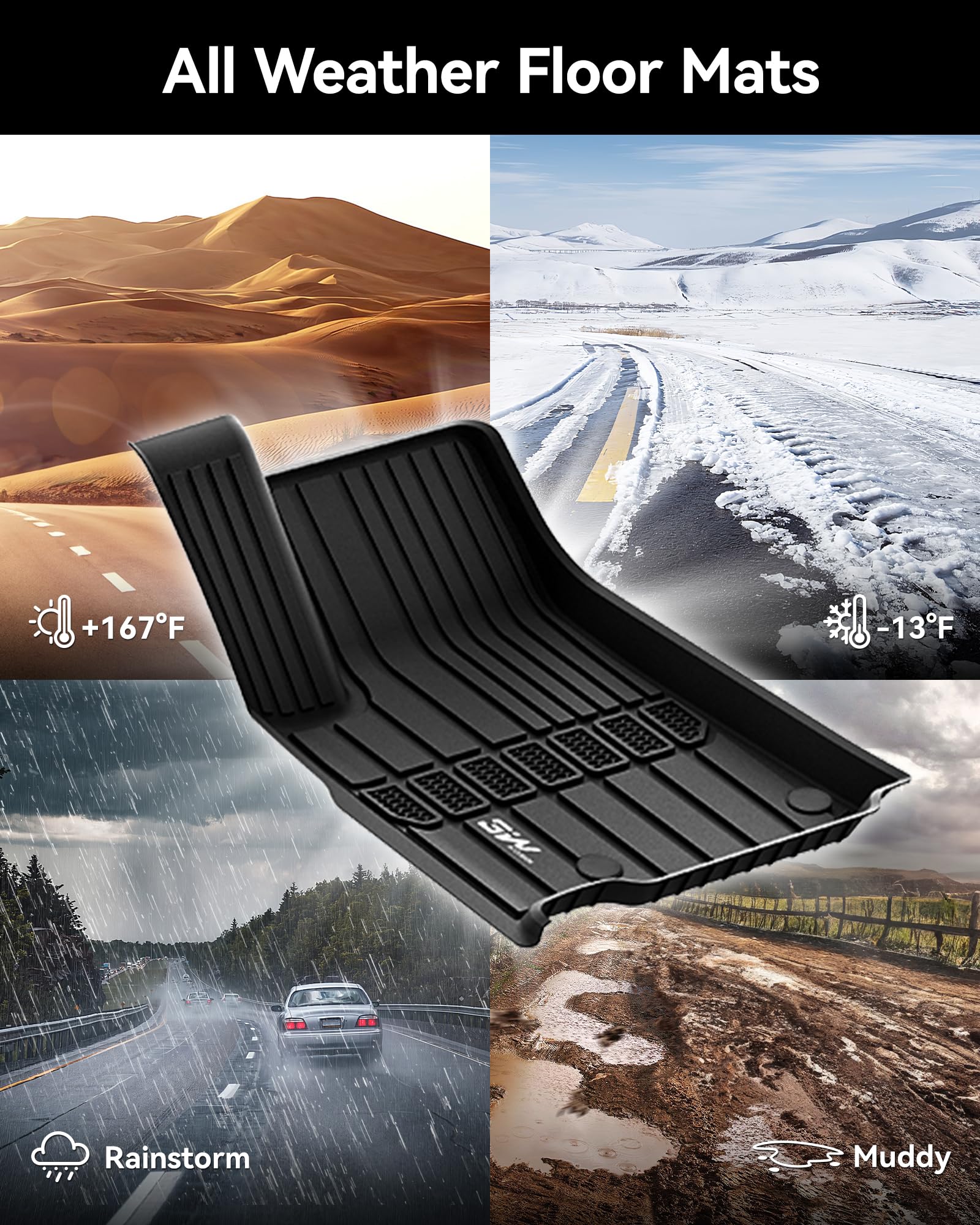 3W Floor Mats Fit For Jeep Grand Cherokee L 2021-2024 2025, Tpe All Weather Custom Fit Floor Liner For 1-3 Rows Full Set Car Mat