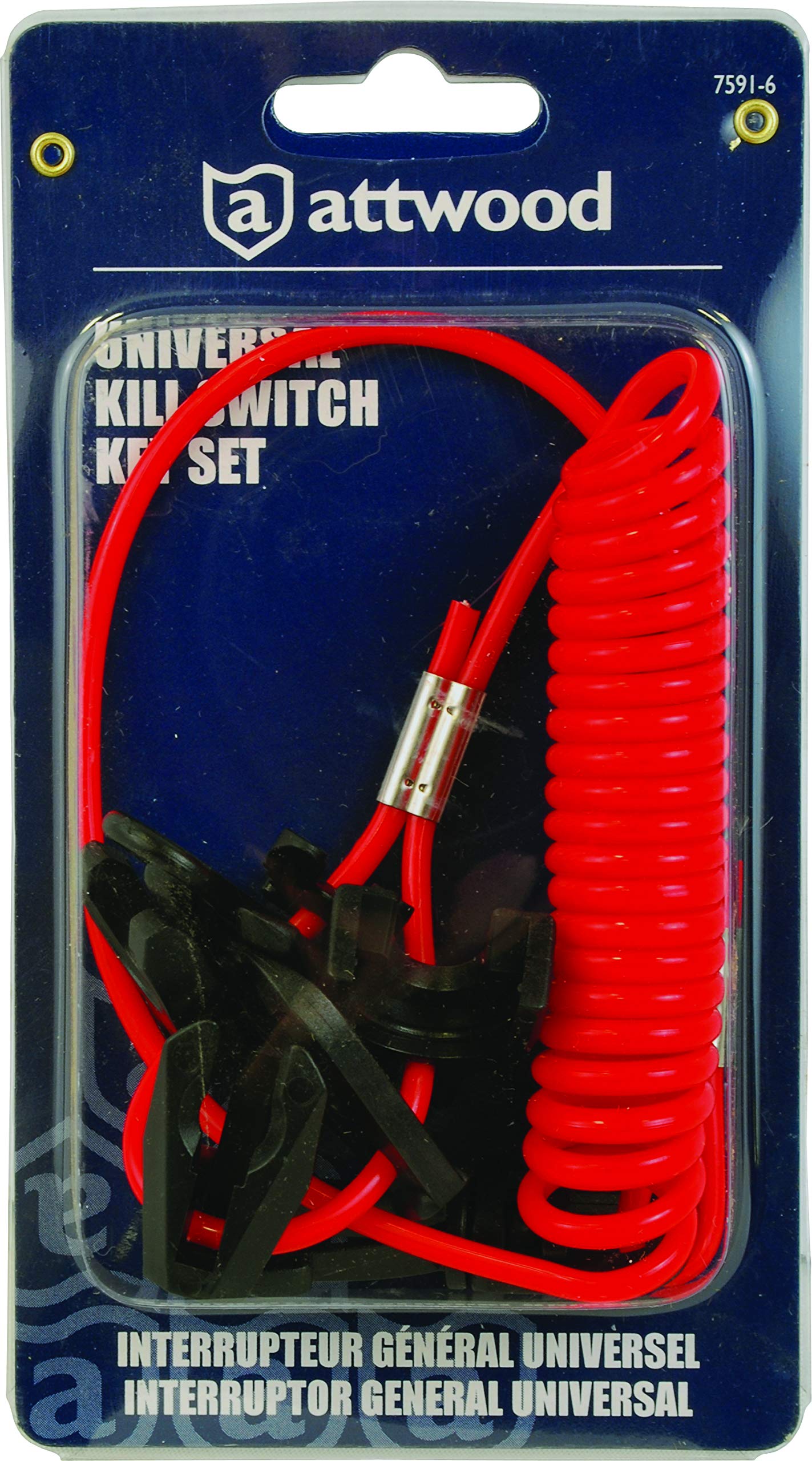 Attwood 7591-6 Universal Boat Kill Switch Key Set For Johnson, Evinrude, Mercury, Yamaha, Suzuki, Tohatsu And Honda