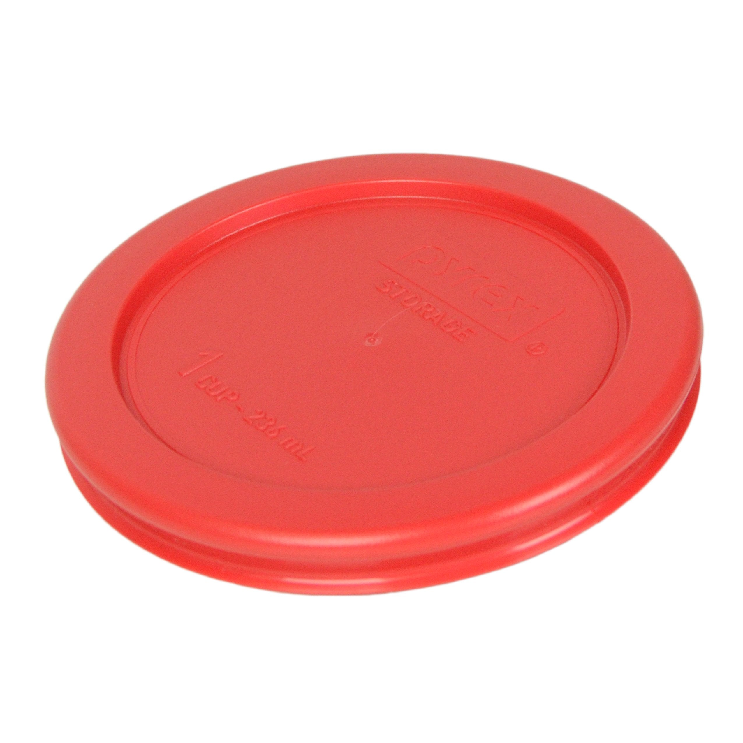 Pyrex 7202-Pc Red Round 1 Cup Plastic Storage Lid - Original Genuine Pyrex Lids - 6 Pack - Made In The Usa