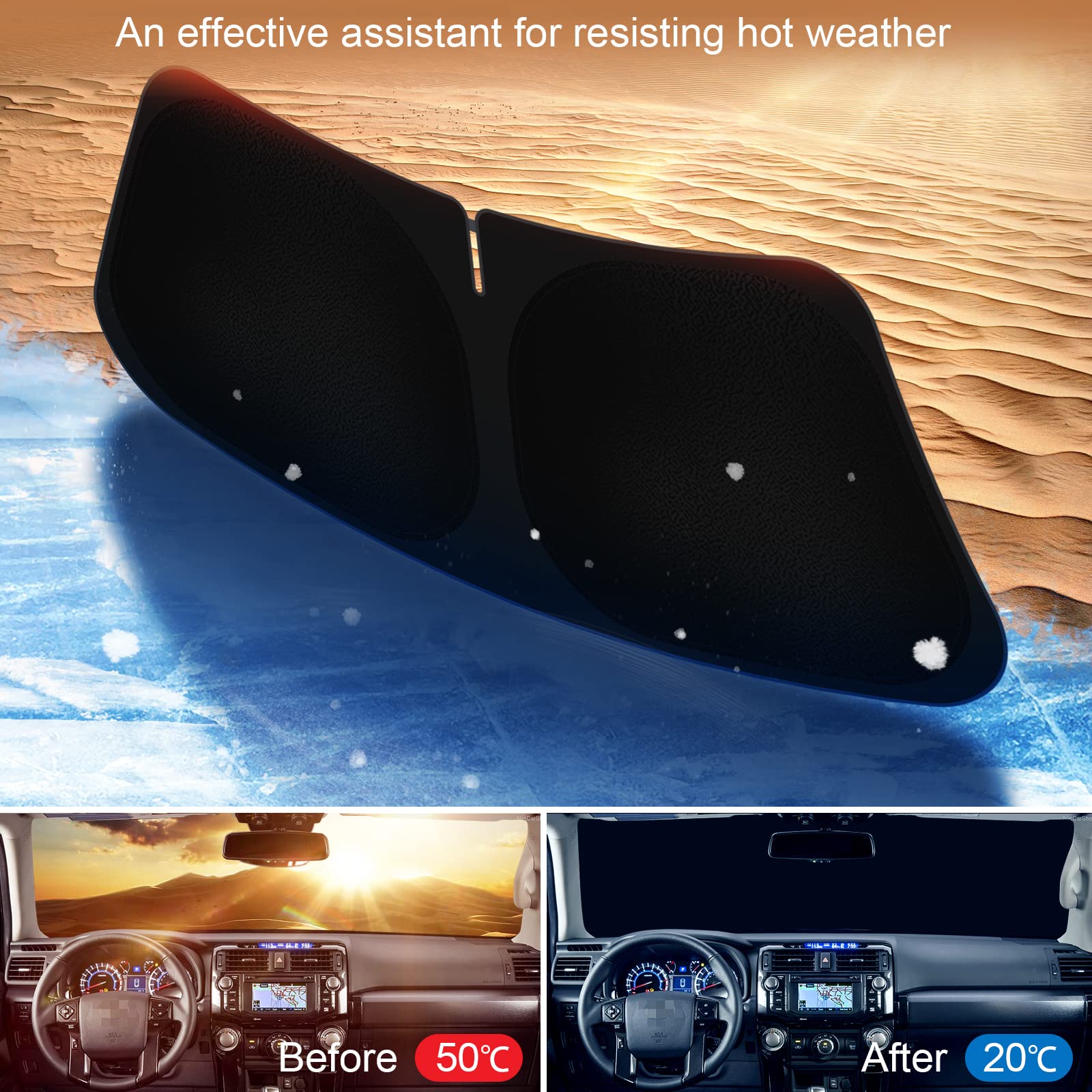 Shinehome Car Windshield Sun Shade Compatible With 2010-2025 Toyota 4Runner 4-Runner 5Th Gen Suv, Sr5 Trail Limited Accessories