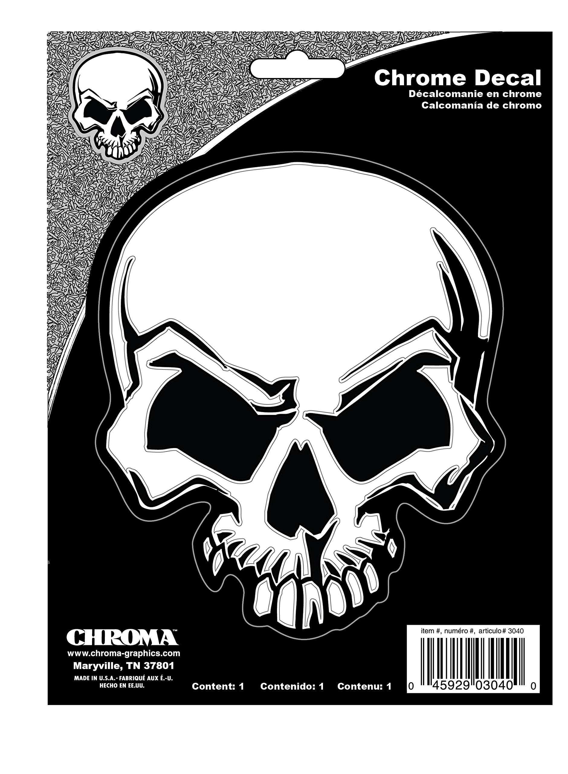 Chroma 3040 Mean Skull Classic Emblem 6 X 8 Decal