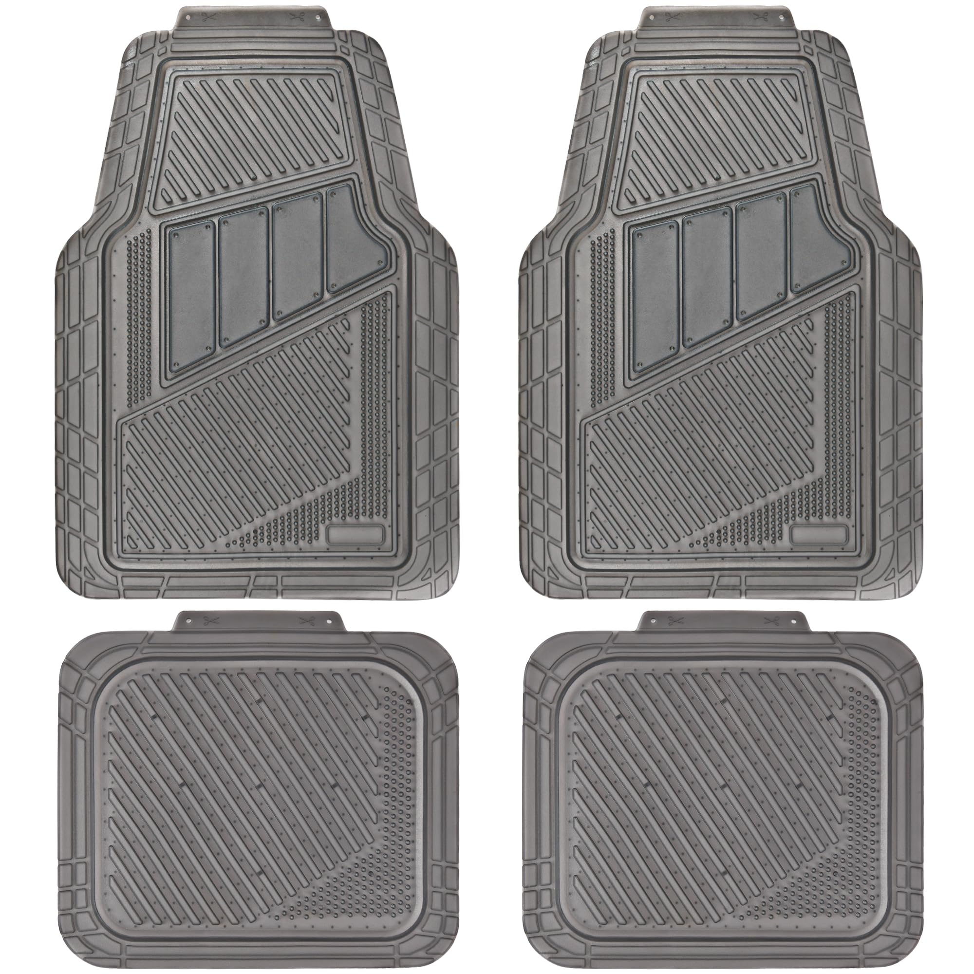 CAR PASS Heavy Duty Rubber Floor Mats Translucence Charcoal 4-Piece Car Mats Set - Universal Waterproof mats for SUV,Truck,Sedan
