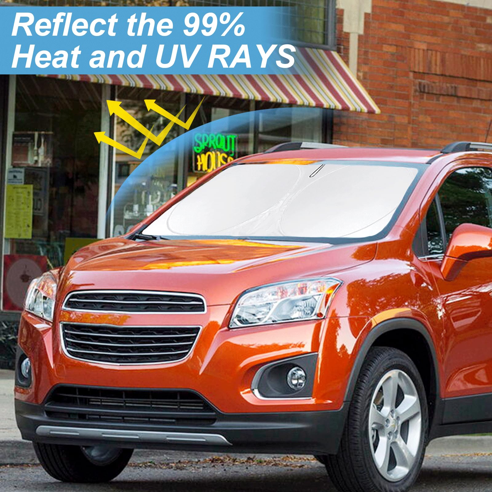 Sunshade For Trax Windshield Sun Shade For 2013-2023 2024 2025 Chevy Chevrolet Trax Ls/1Rs/Lt/2Rs/Activ Suv Accessories, Front W