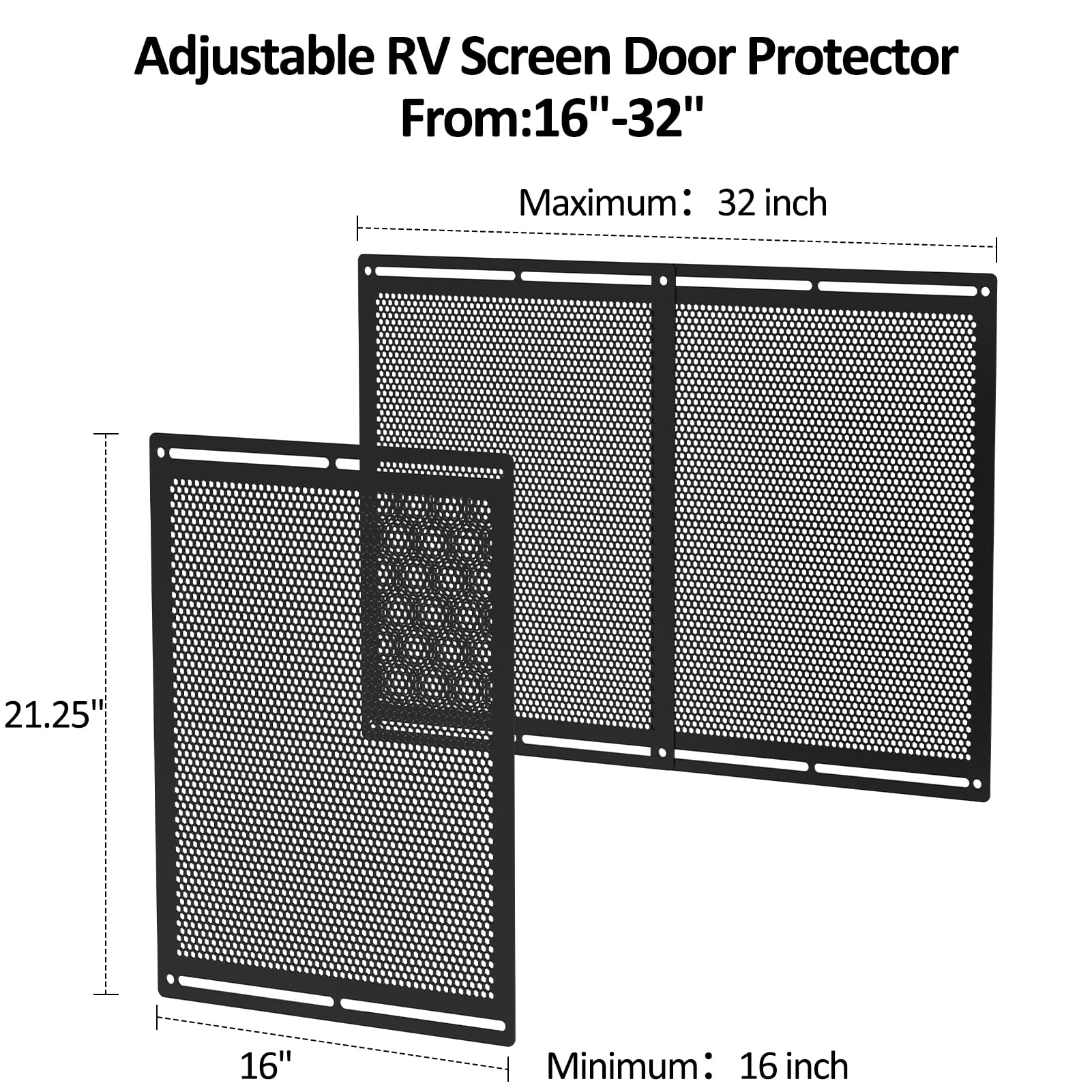 Kessainely RV Entry Screen Door Grille,Upgraded Adjustable 16-31 in Width, 21.26 in Height, Metal Entry Screen Door Protector,Ca