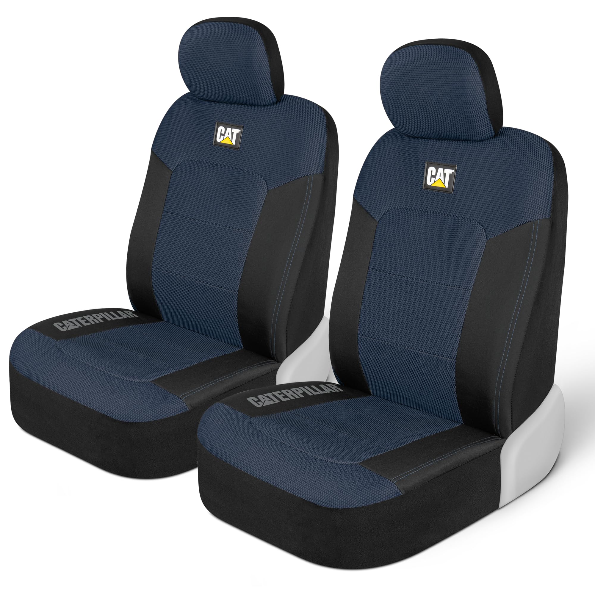 CAT Blue & Black Seat Covers for Cars, Trucks, & SUV - Set of (2) MeshFlex Car Seat Cover Front Seat Protectors - Airbag Compati