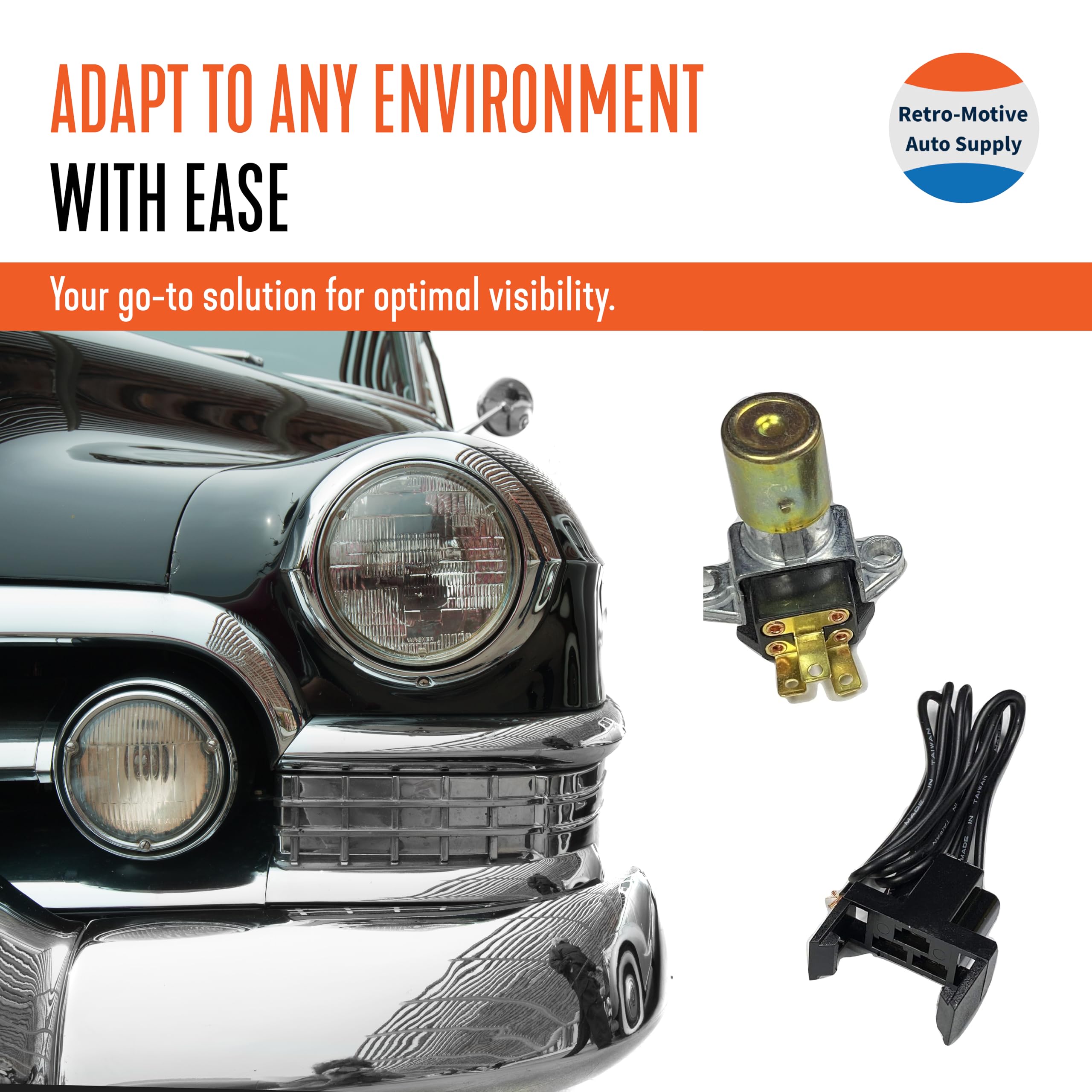 Retro-Motive Headlight Floor Dimmer - On-Off Operation - High Lo Beam Switch - Plug In Connector Through Hole Terminal - Easy To