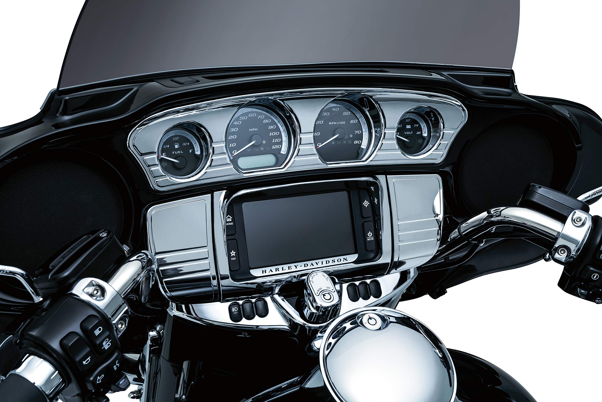 Kuryakyn 7240 Motorcycle Accent Accessory: Deluxe Tri-Line Stereo Trim Kit for 2014-19 Harley-Davidson Touring & Tri Glide Motor