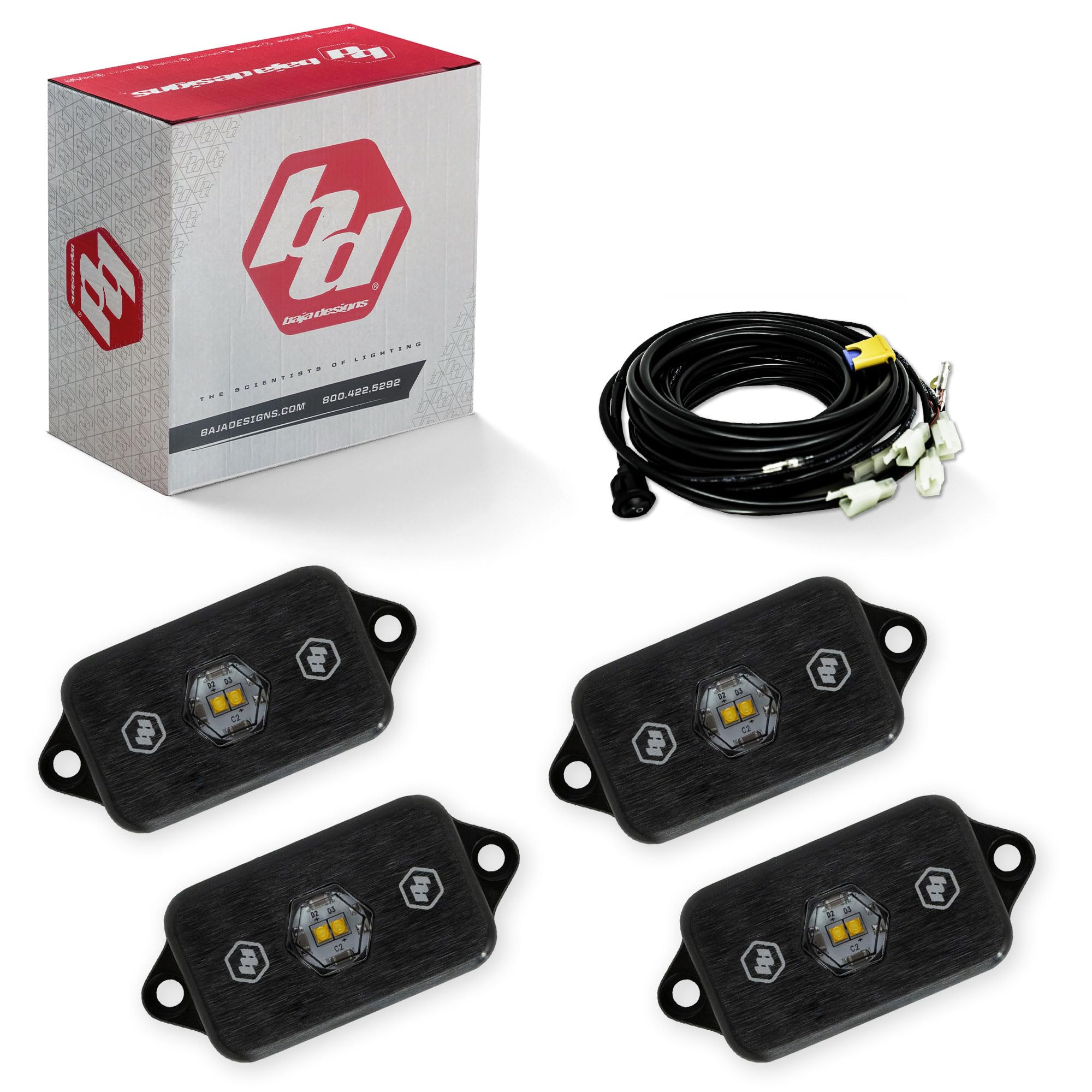 Baja Designs LED Rock Light Kit - 4 PCS. LED with Wiring Harness (White)