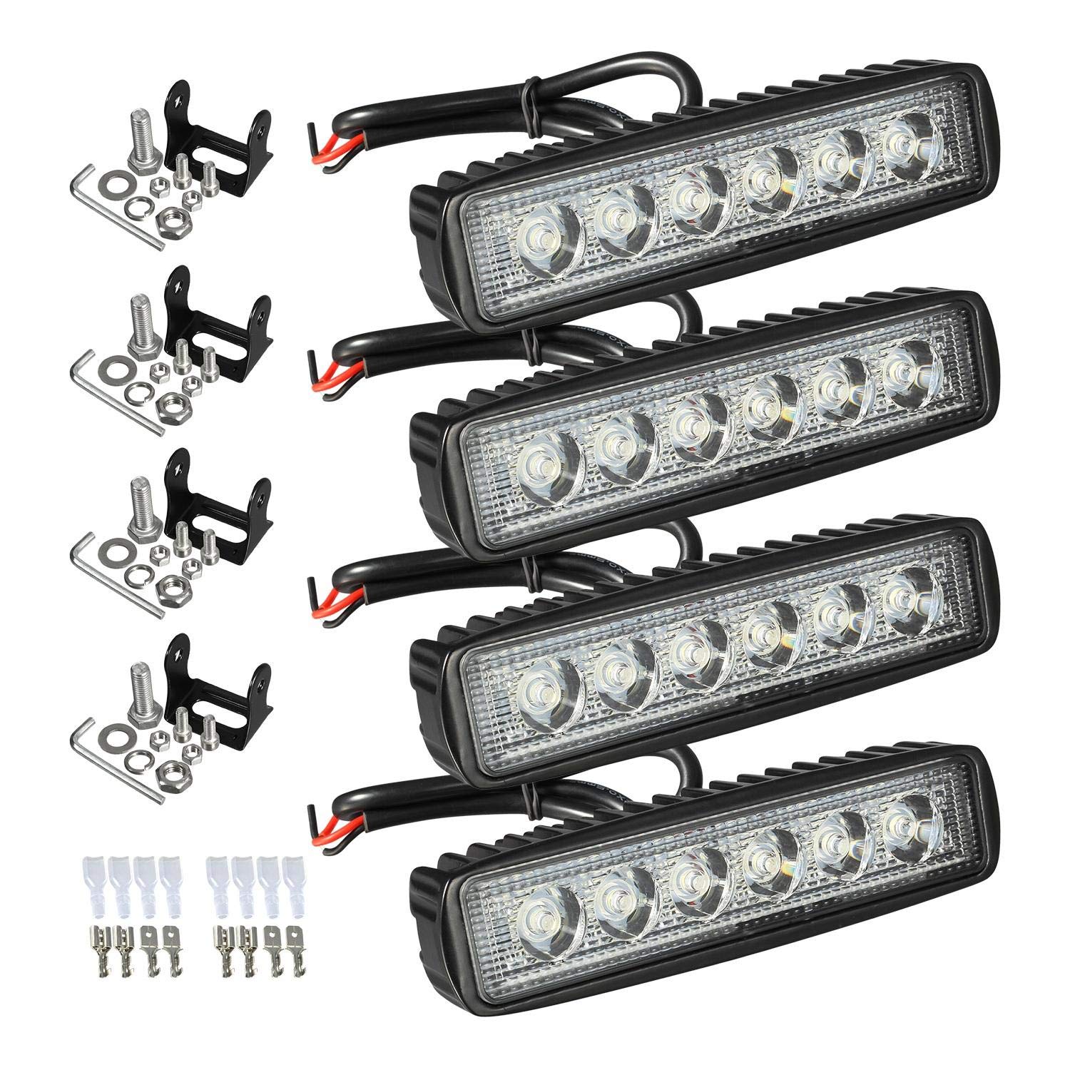 4Pcs 6 '' Led Light Bar 72W 6500K Super Bright Waterproof Boat Spot Marine Deck/Off Road Fog Suv Atv 4Wd Car Truck Golf Cart Ip6